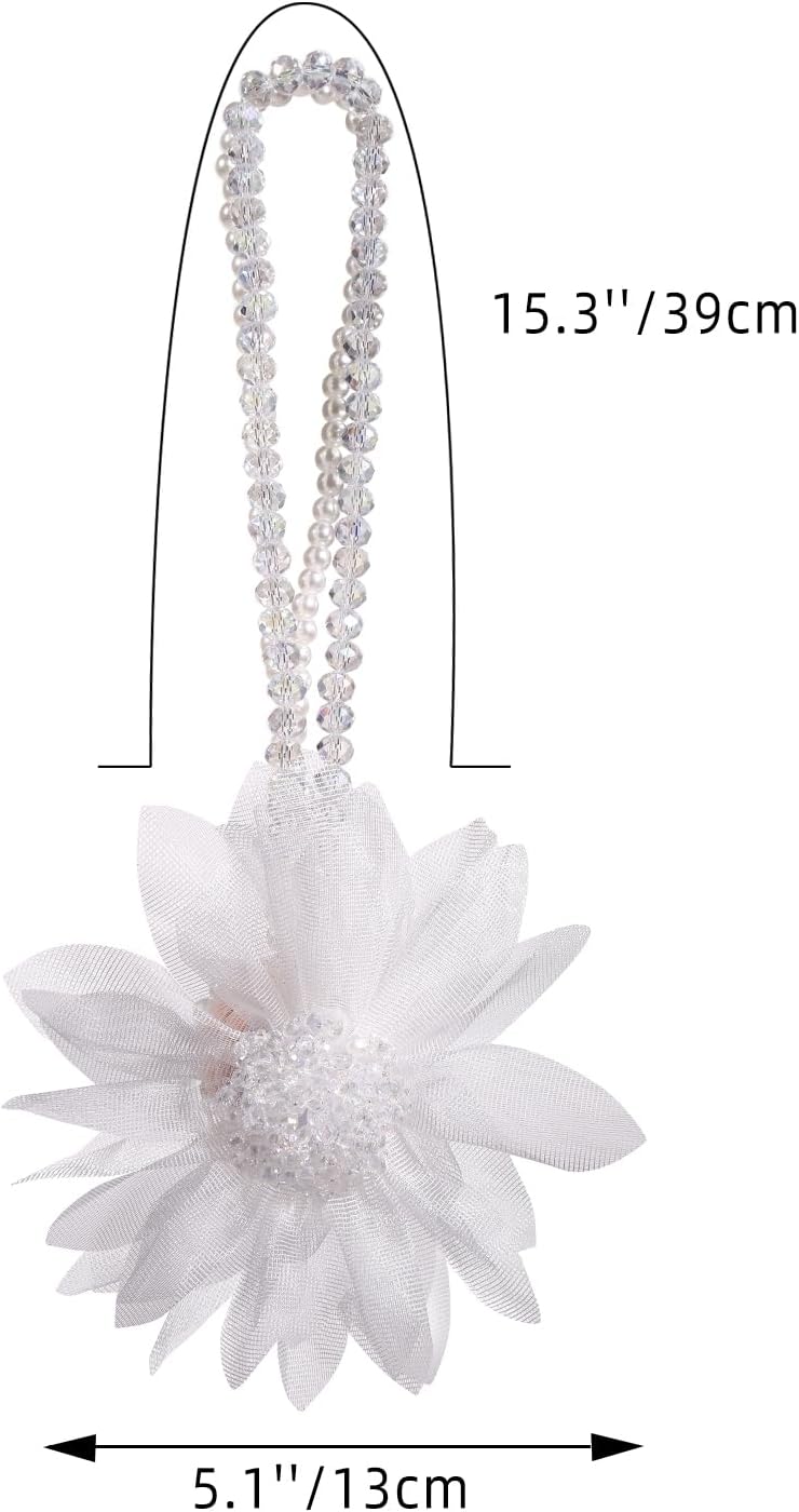 SUQ I OME 2 Pack Crystal Flower Magnetic Curtain Tieback Holdback