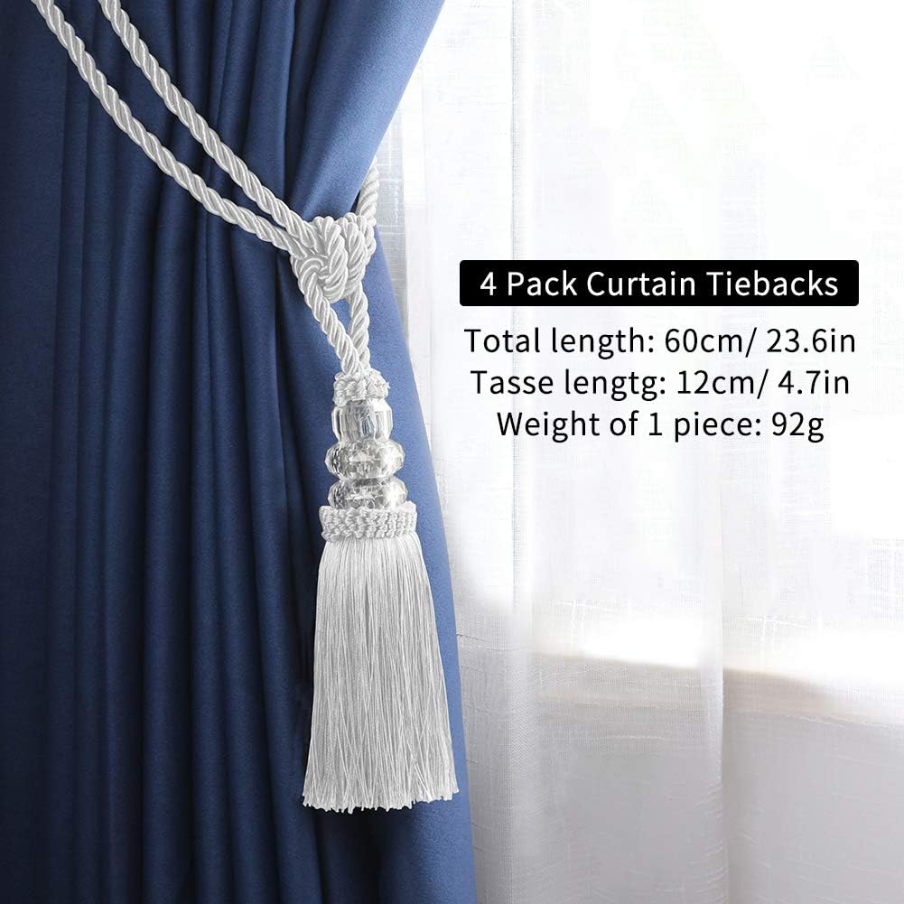 BEL AVENIR 4 Pack Crystal Curtain Tiebacks