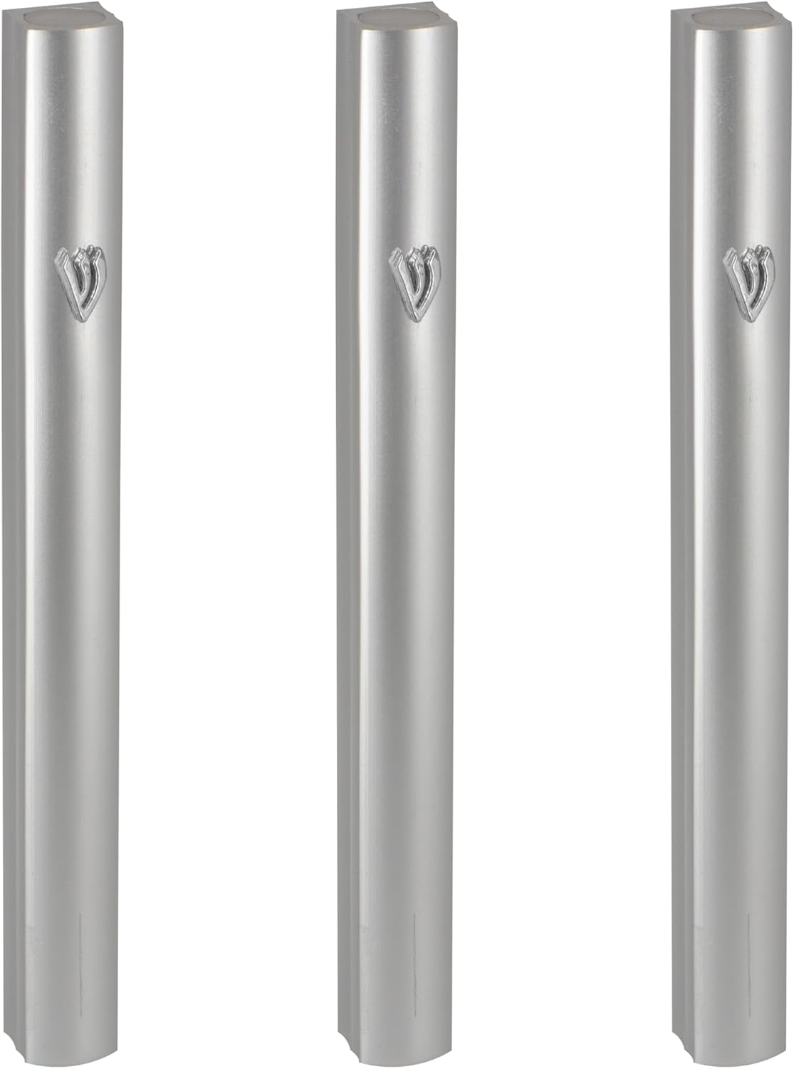 3-Piece Aluminum Door Mezuzah Cases with Hebrew Shin