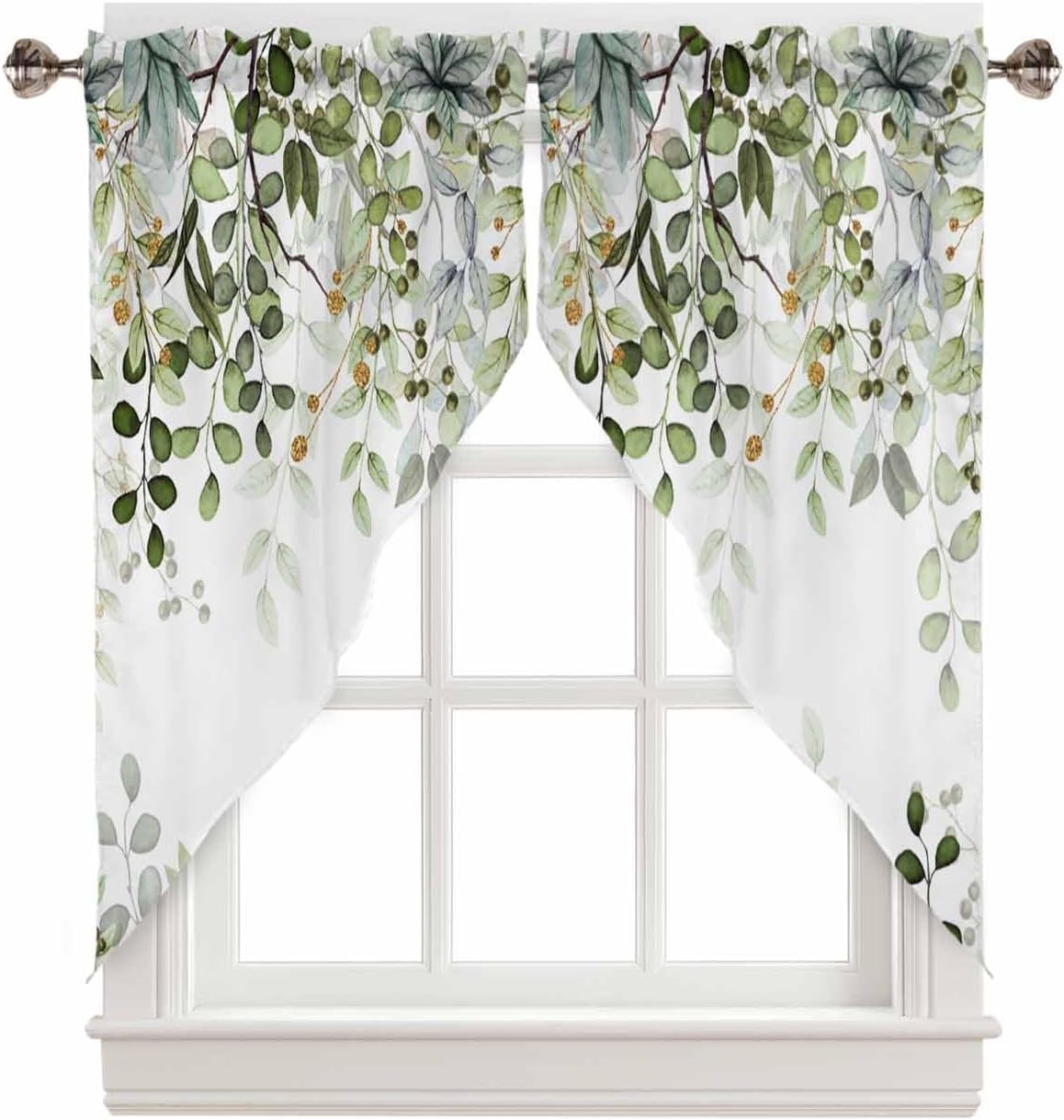 Sage Green Eucalyptus Swag Valance 1 Pair 36x36