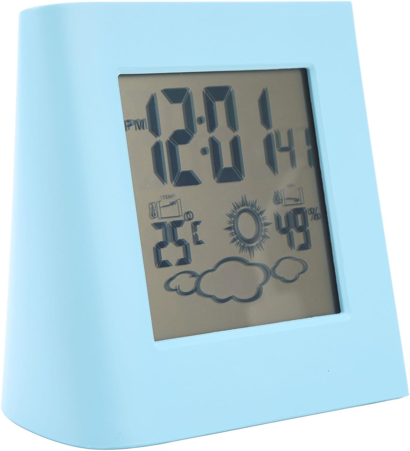 Leapiture Solar Powered Alarm Clock with Weather Forecast Blue LCD Display