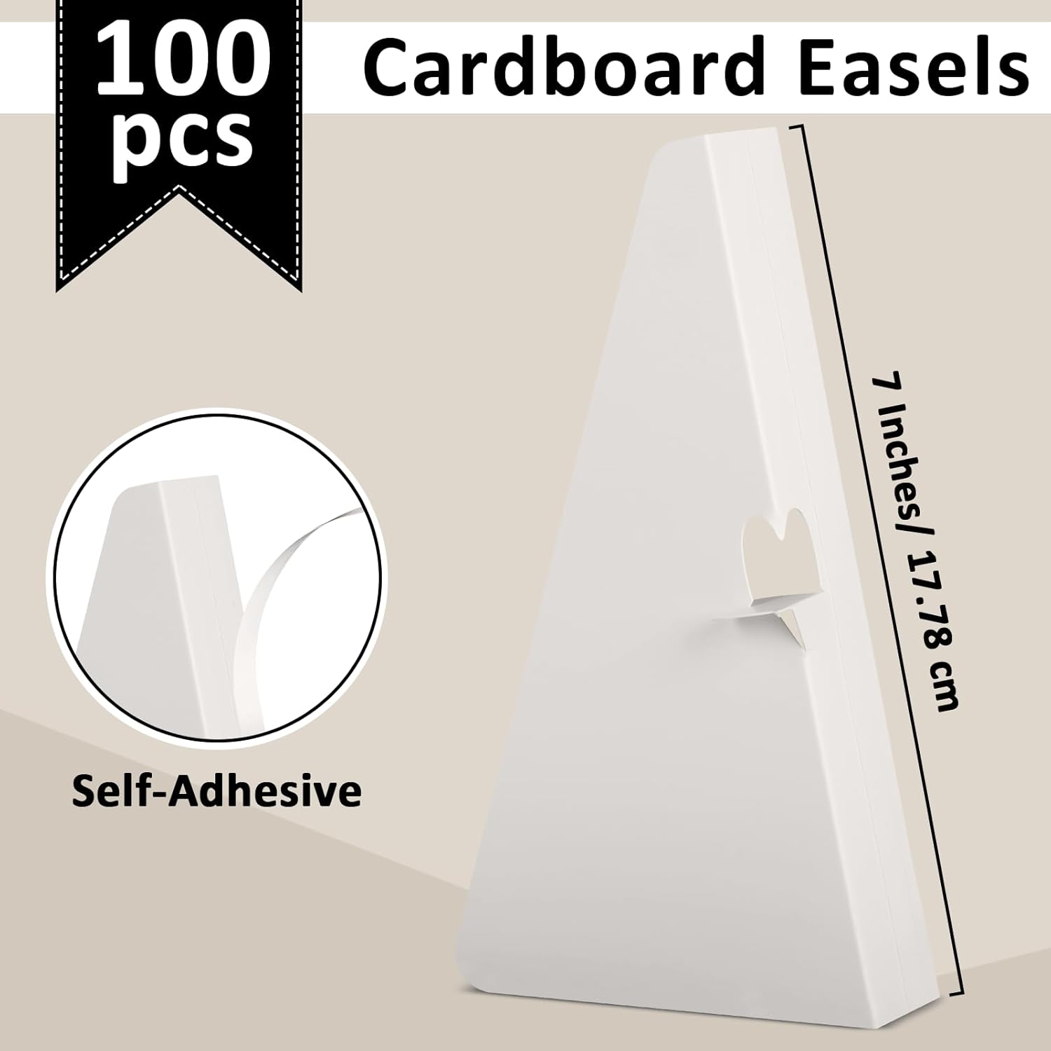100 PCS 7 Inch Self Stick Cardboard Easel Backs