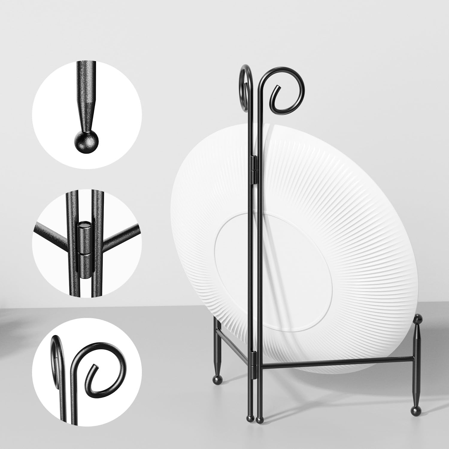Black Plate Stand Display 12 Inch 2 Pack