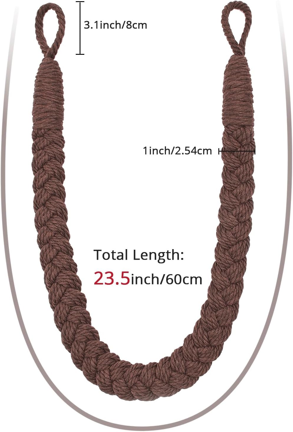 NICEEC 4 Pack Natural Cotton Rope Curtain Tiebacks