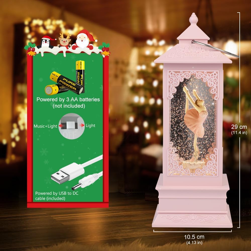 360 Rotating Ballerina Music Box Light - Pink