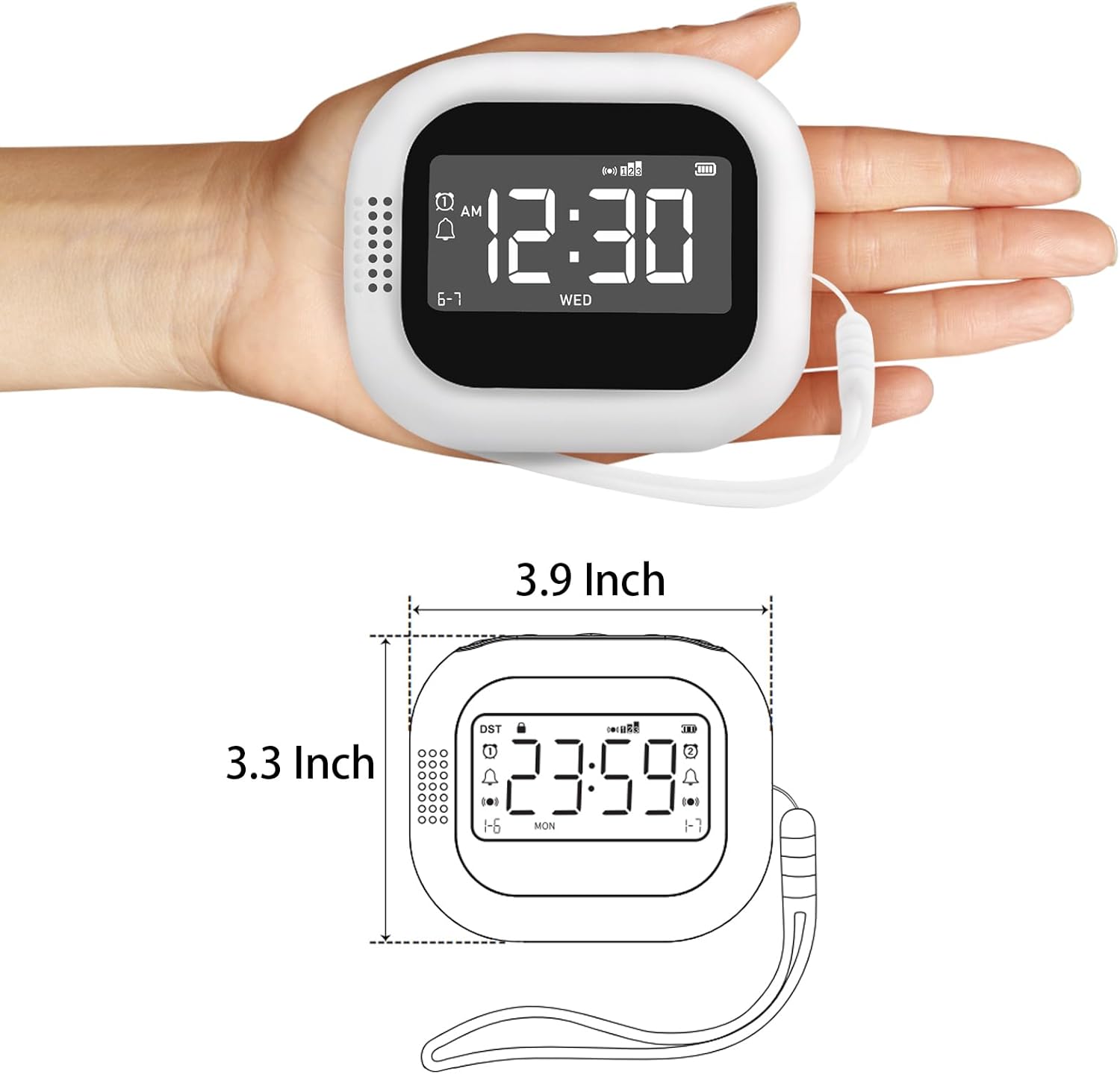 Vibrating Alarm Clock with White Noise and Sleep Sounds