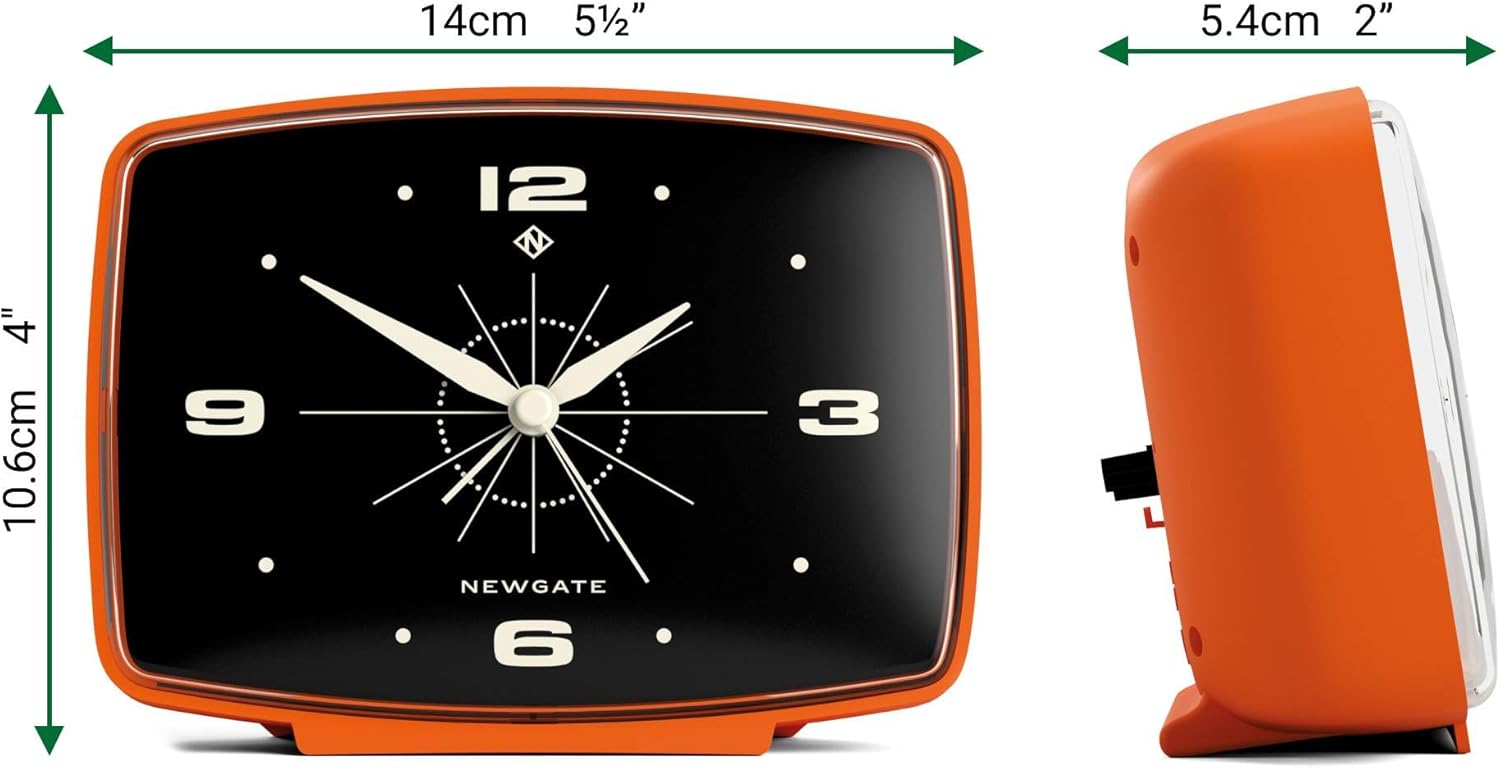NEWGATE Brooklyn Alarm Clock Retro Design Pumpkin Orange