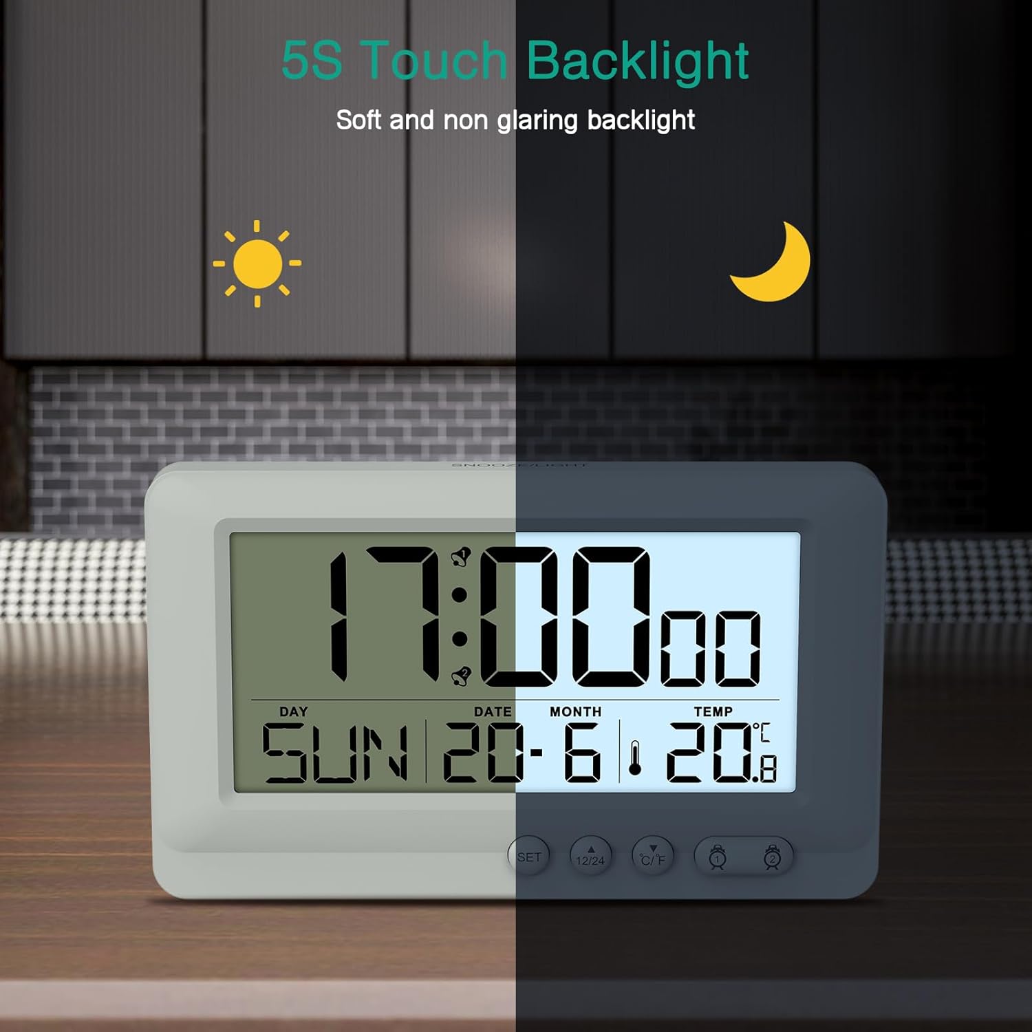 ORIA Digital Alarm Clock with Backlight and Dual Alarms