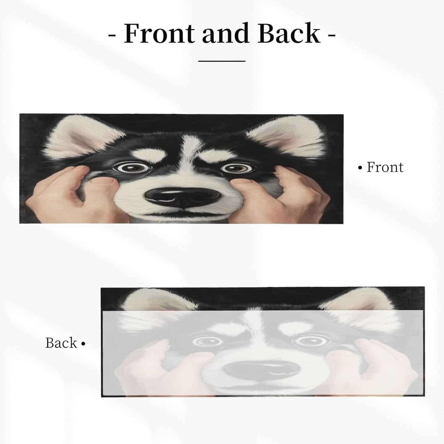 Funny Husky Face Valance Curtains 18x54 Inch Black