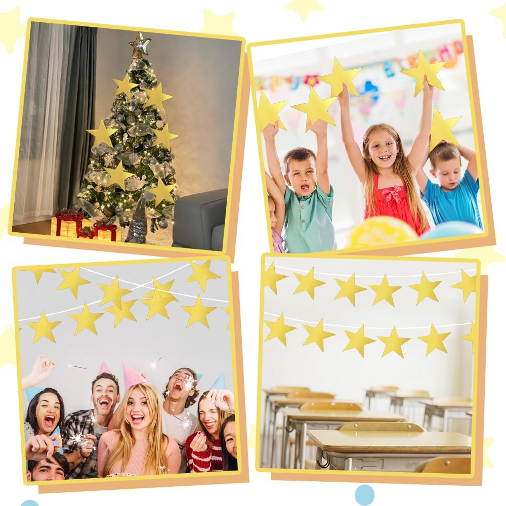 11 Inch Gold Star Cutouts 24Pcs Double Printed Decorations