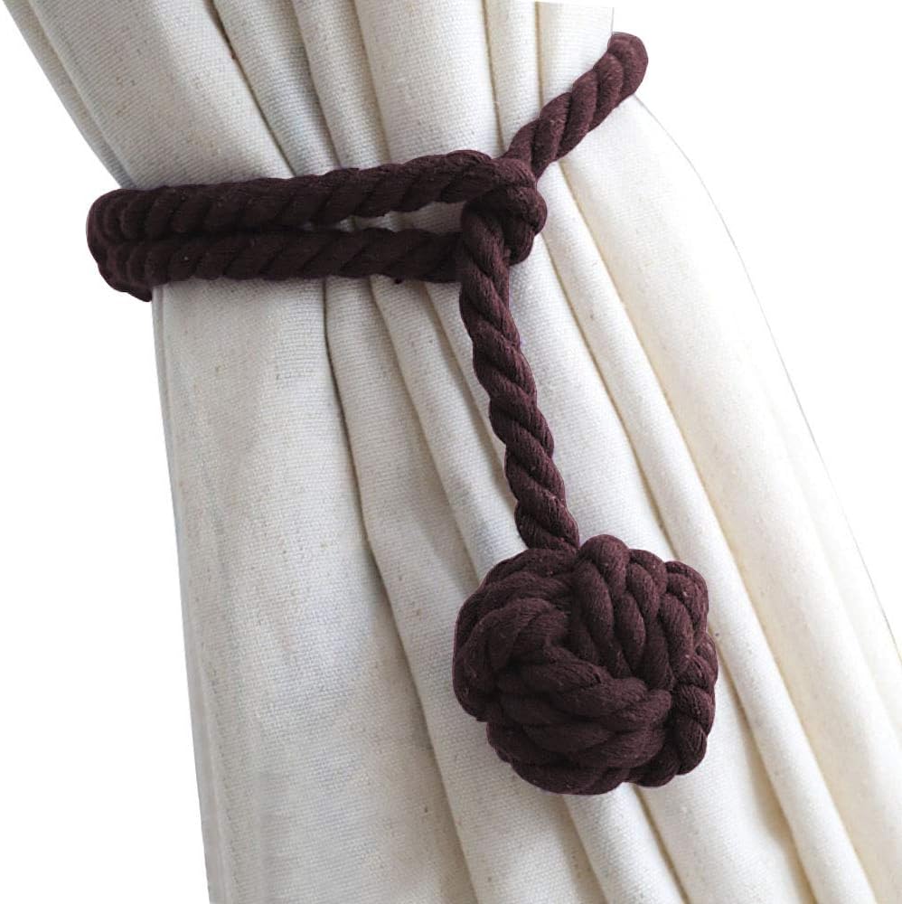 Melaluxe 2 Pack Curtain Tiebacks - Heavy Duty Dark Coffee Holdbacks