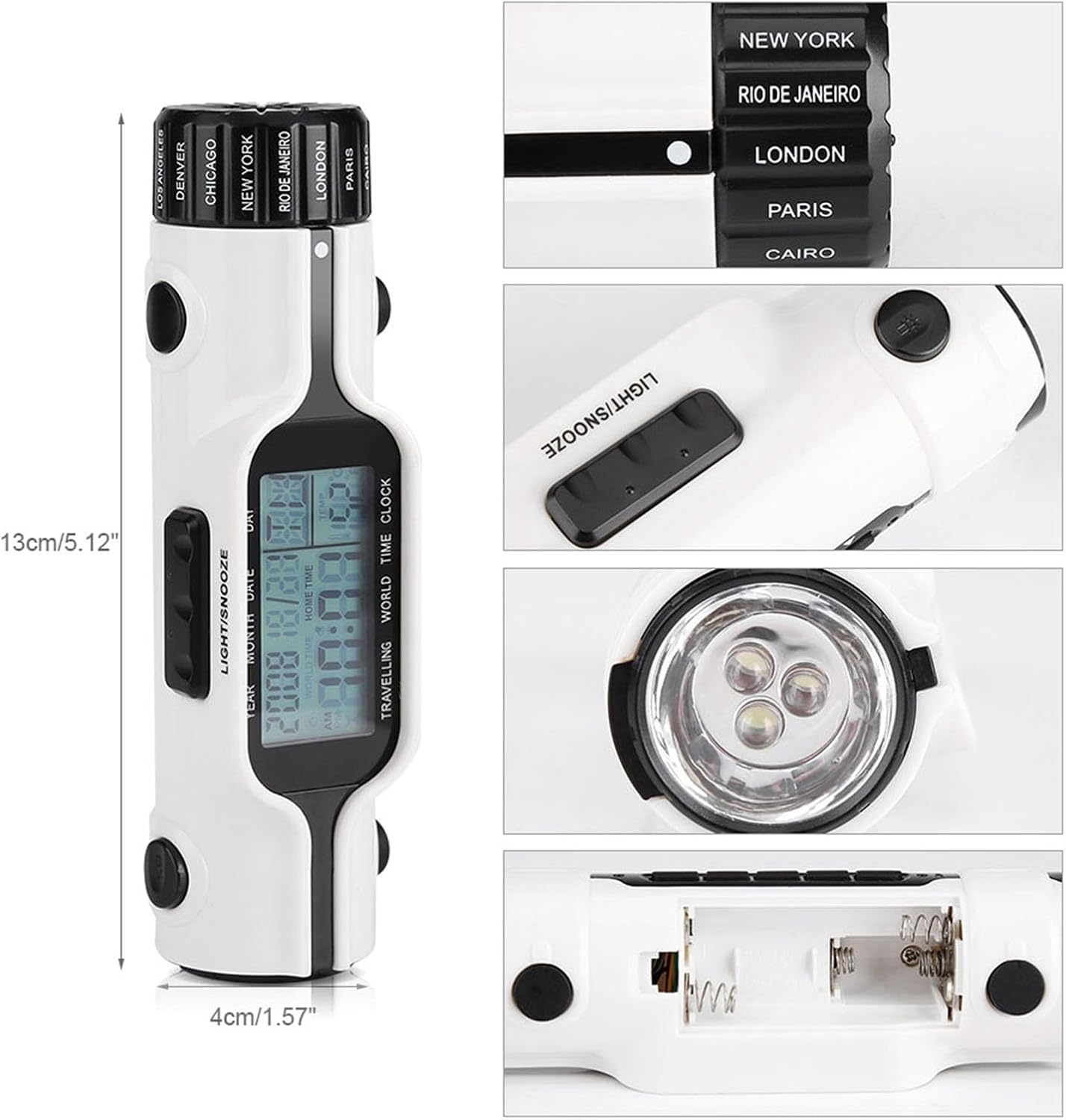 AUNMAS World Time Travel Clock with Alarm and LED Flashlight