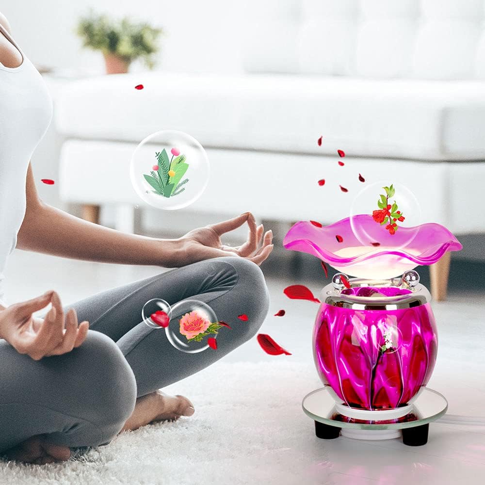 Hunanbang 1 Piece Purple Tie Dye Electric Wax Warmer with Mirrored Base