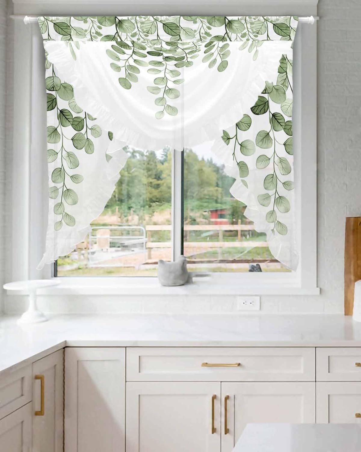 Sage Green Eucalyptus Leaf Valance 39x41 Inch
