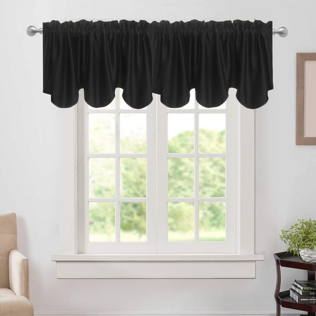 Aquazolax Black Valance Curtains 52x18 Inch 1 Panel