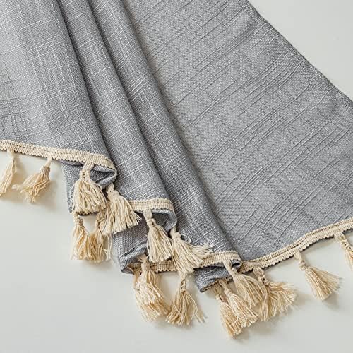 Beda Home Tassel Linen Swag Curtain Valance for Farmhouse Kitchen 1