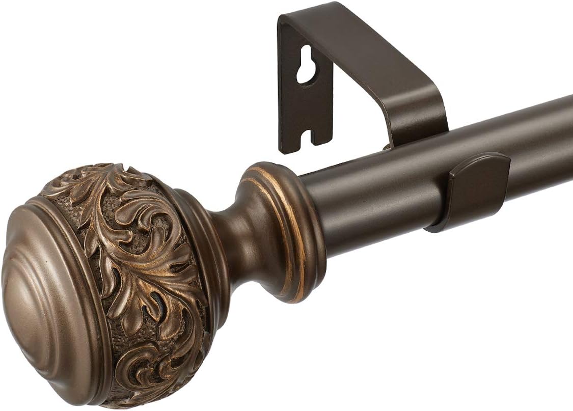 Modern Floral Carved Curtain Rod 1 Inch Diameter