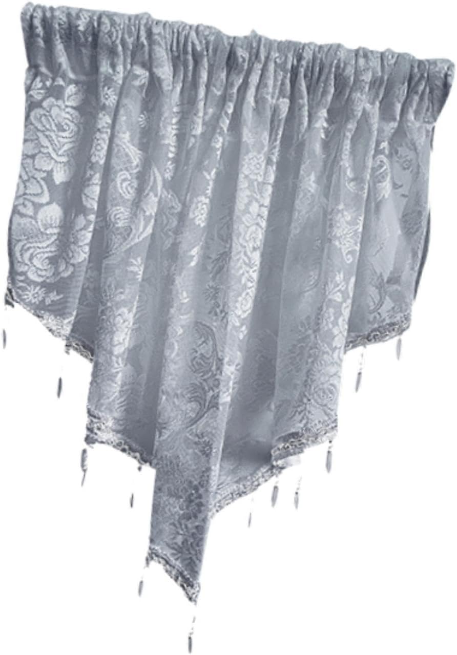 Beaded Window Valance Swag Curtain Gray