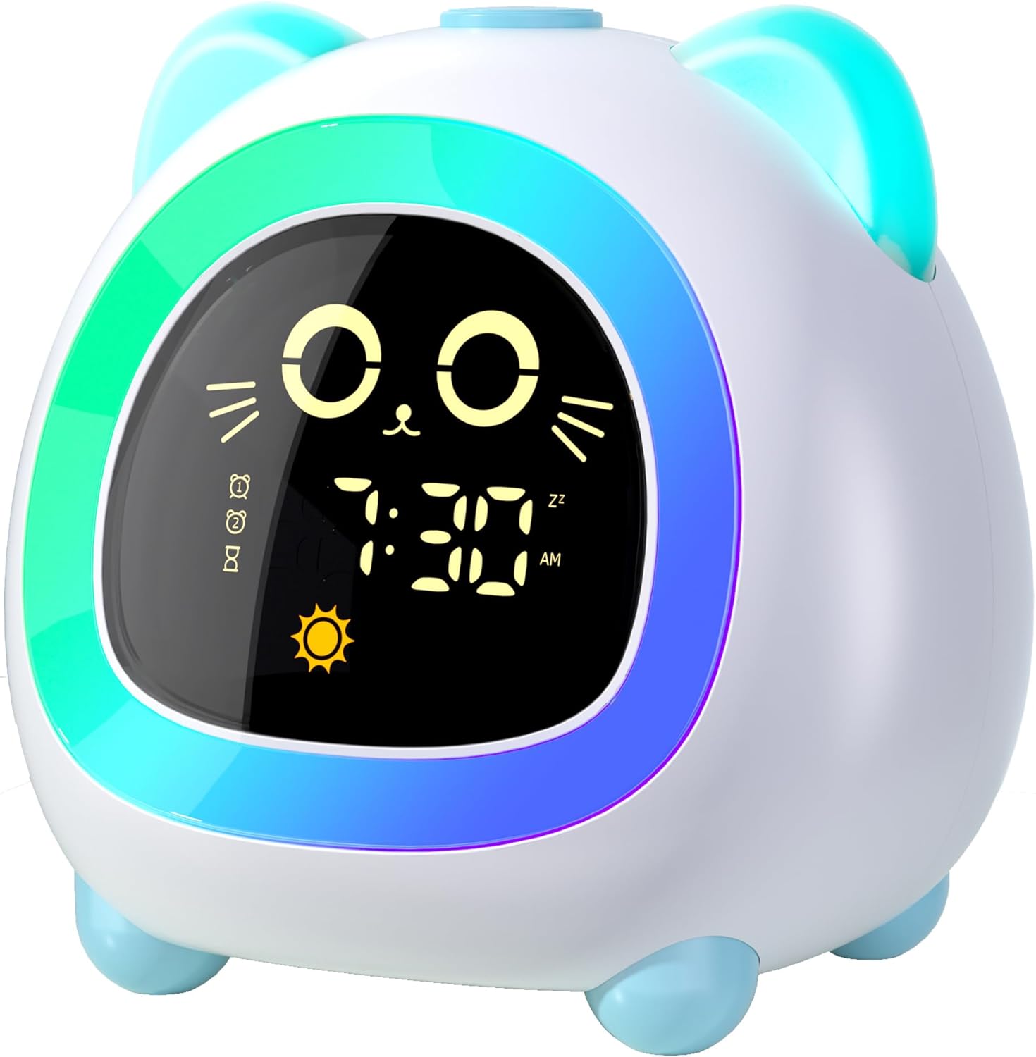 Aurora Blue Cat Ear Alarm Clock for Kids