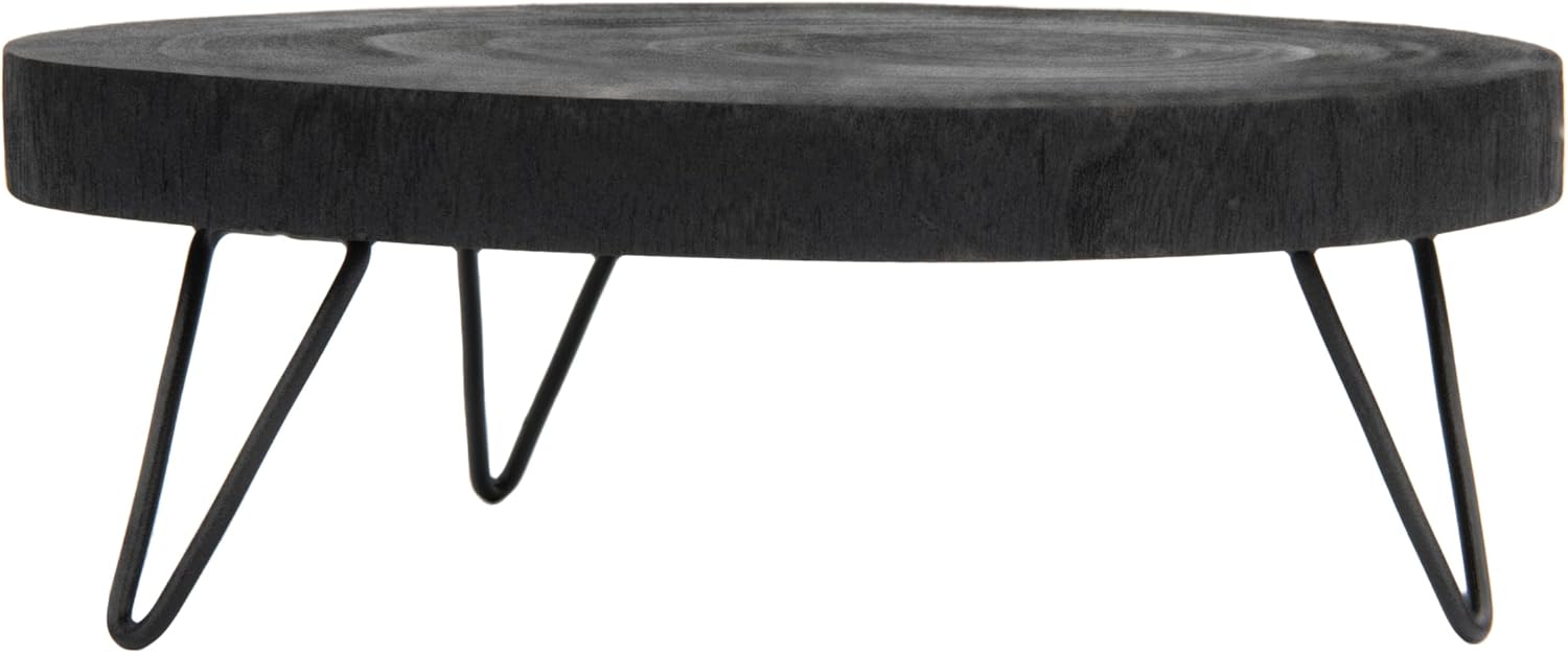 Creative Co Op Paulownia Wood Pedestal Black 11 Inch