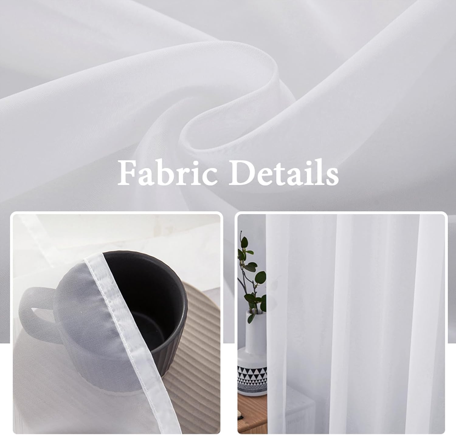 MIULEE 2 Panels Sidelight Curtains - White 25x72 Inches