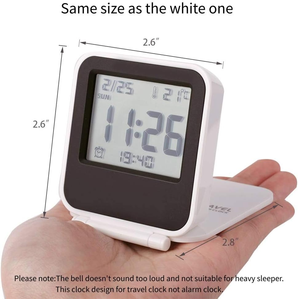 Portable Travel Alarm Clock with LCD Night Light and Temperature Display