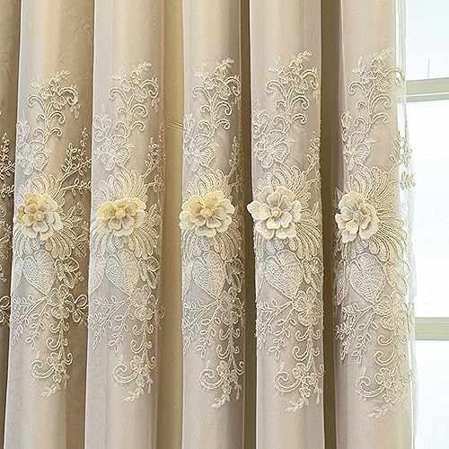 Amidoudou 1 Pair Luxury Curtains with Valance Light Brown 51x90 Inch