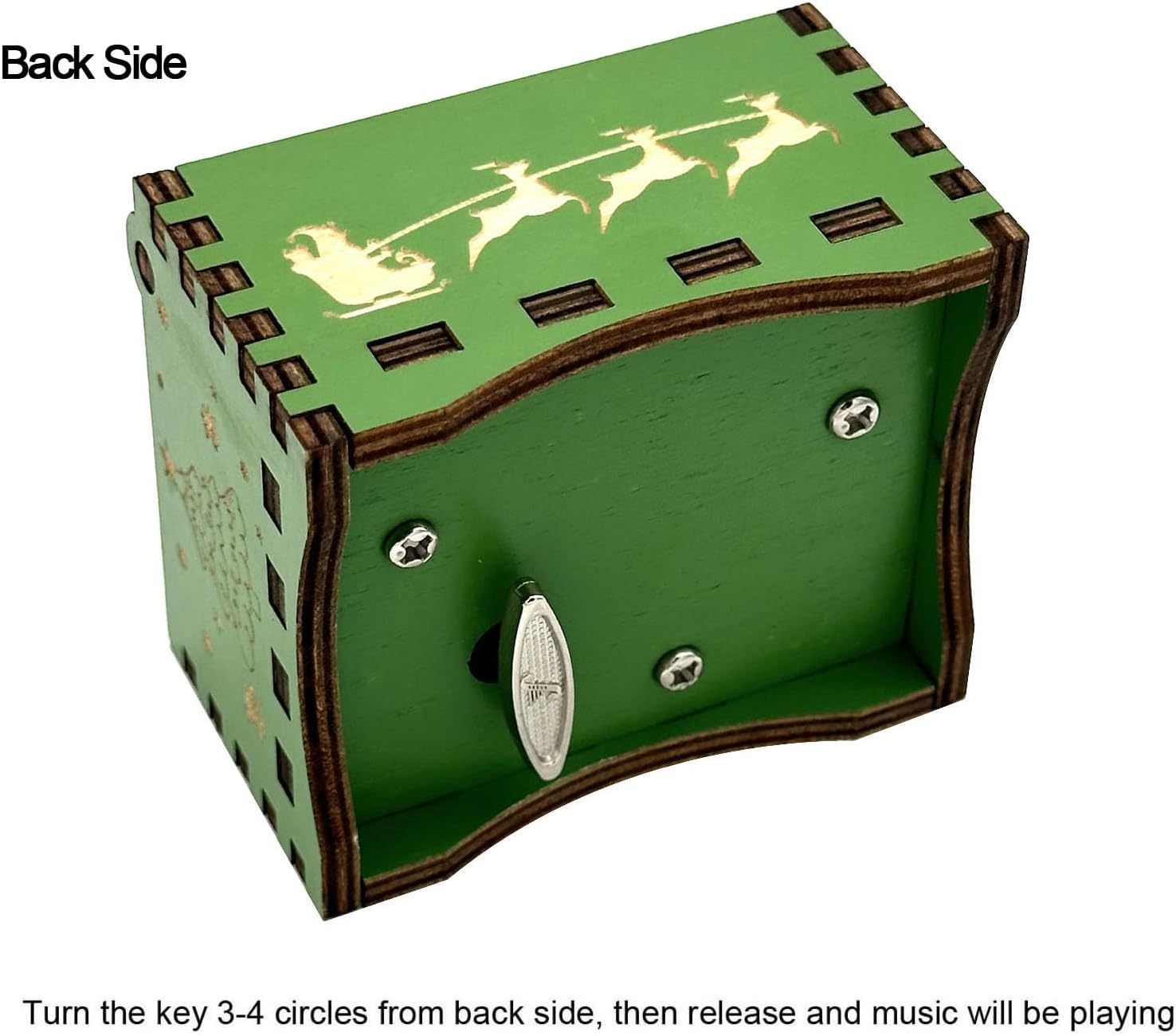 Pursuestar Green Wind Up Music Box - We Wish You a Merry Christmas