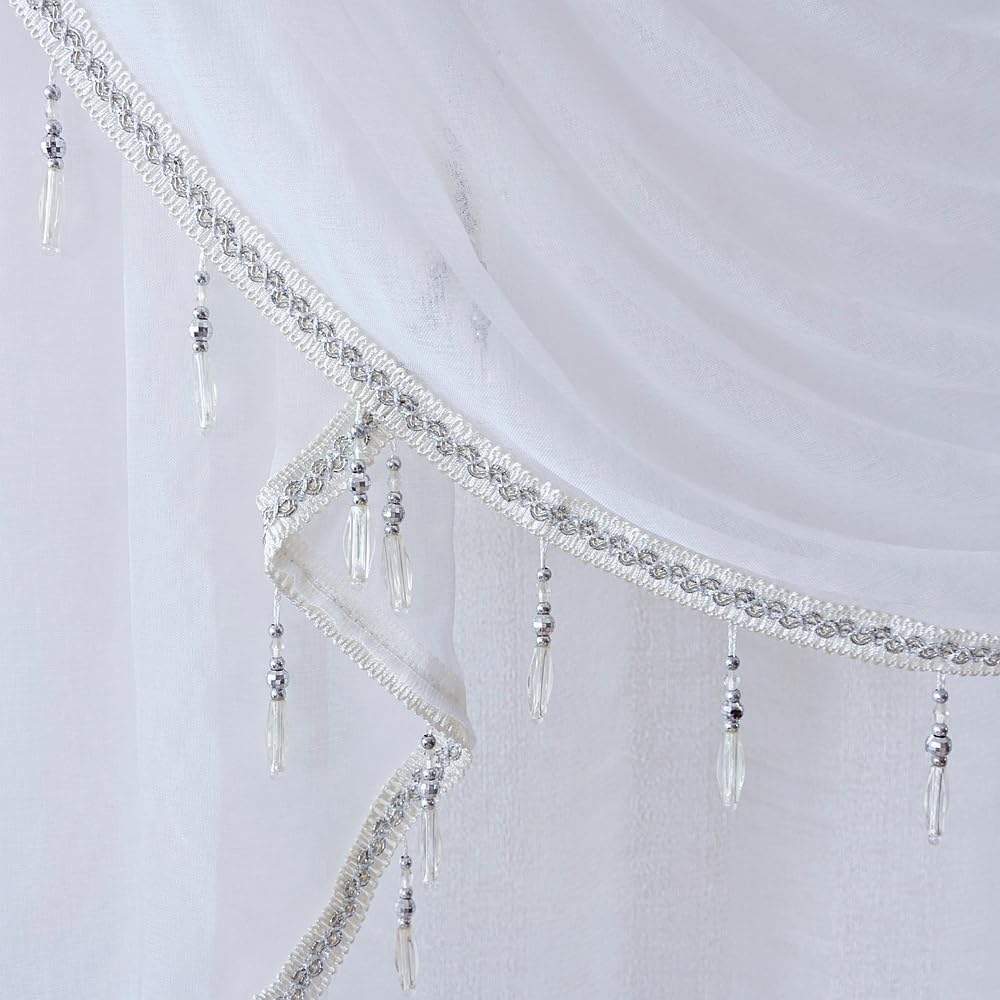 Simple Style White Sheer Curtain Valance for Living Room