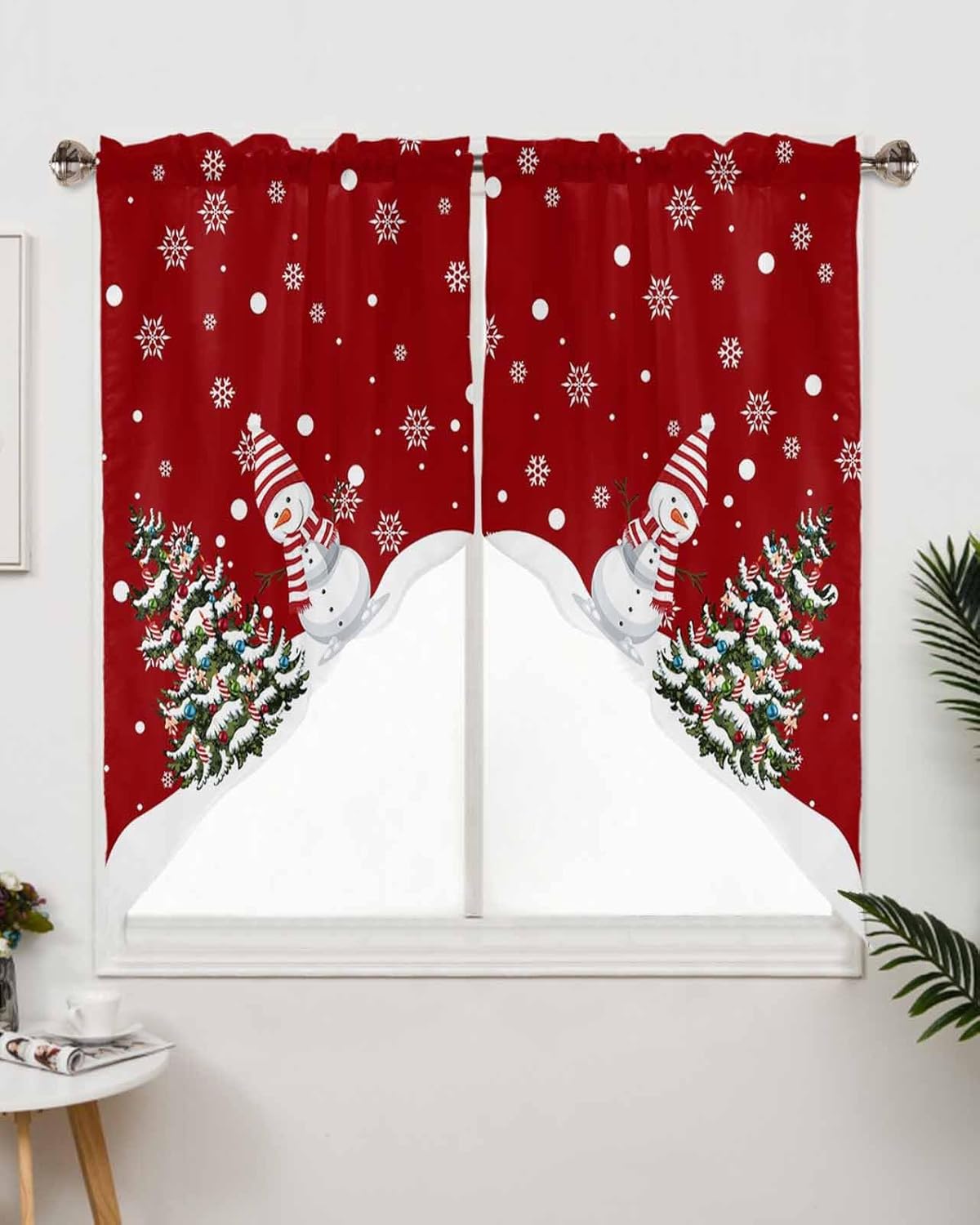 Christmas Swag Curtain Valance for Windows 28x36 Inch