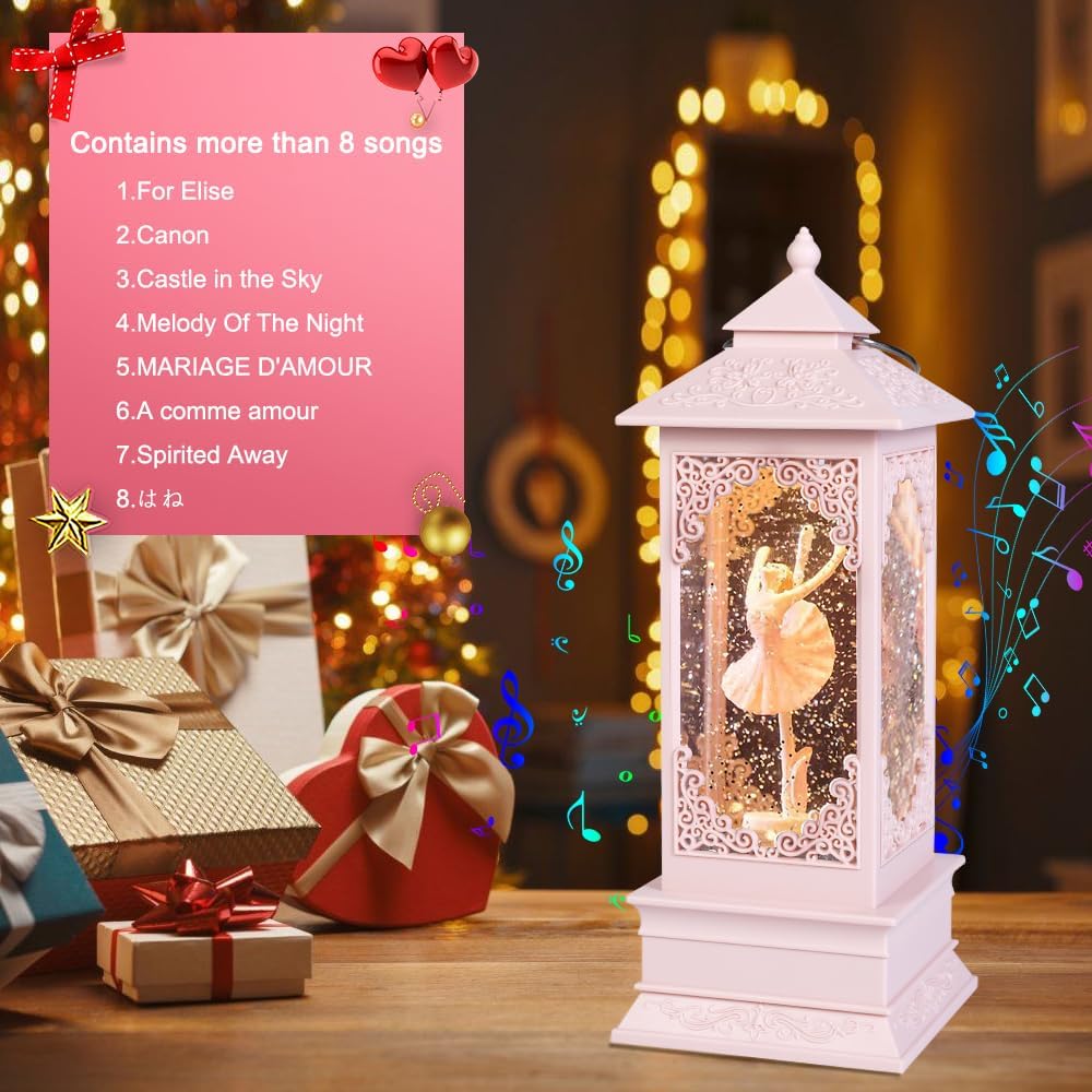 360 Rotating Ballerina Music Box Light - Pink