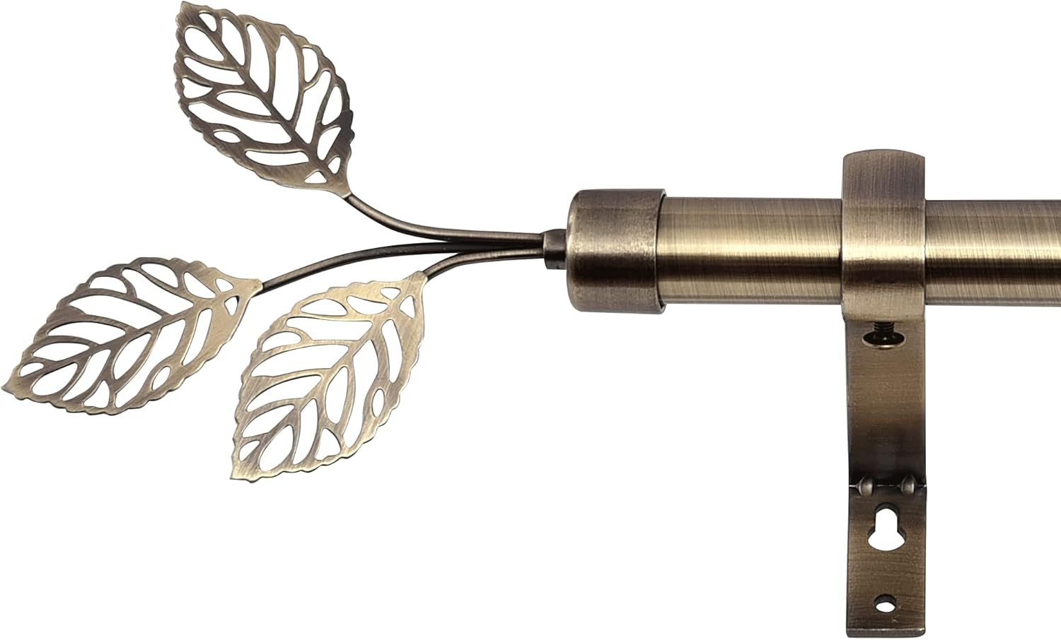 RYB HOME 1 Inch Adjustable Brass Curtain Rod with Leaf Finials