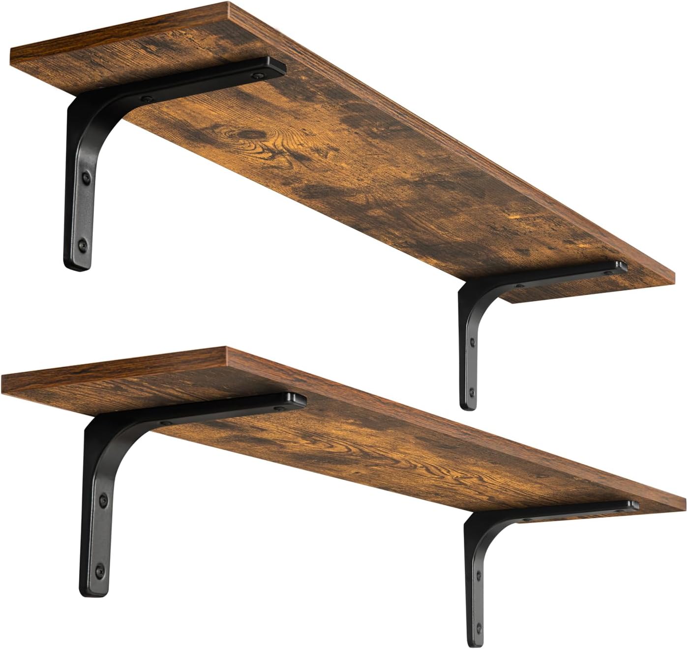 Dinzilvjl Long Wall Shelves Set of 2 Rustic Brown Sturdy