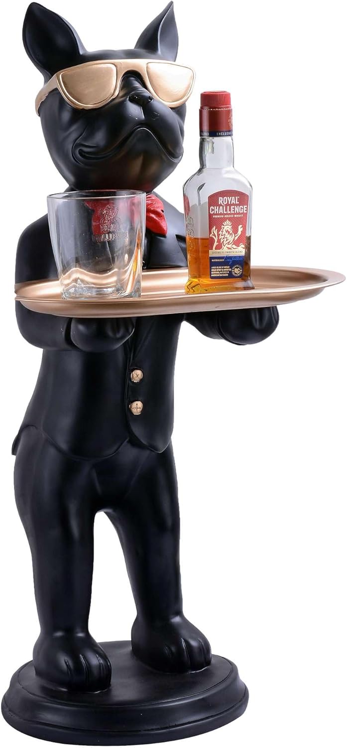 Cool Dog Sculpture with Plate for Home Dcor