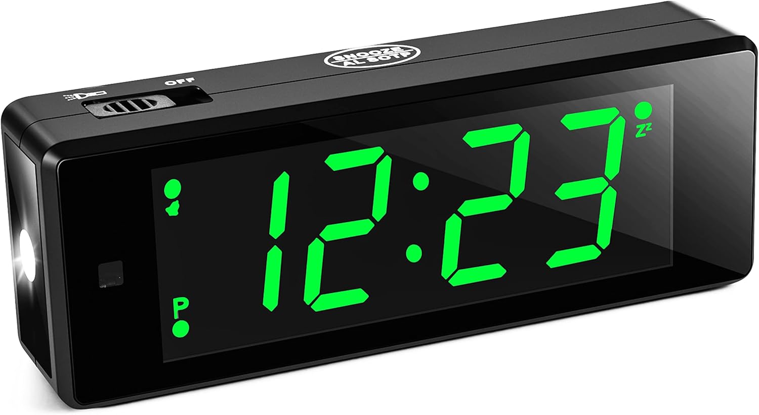 Digital Alarm Clock with Hybrid LED LCD Display and Emergency Flashlight