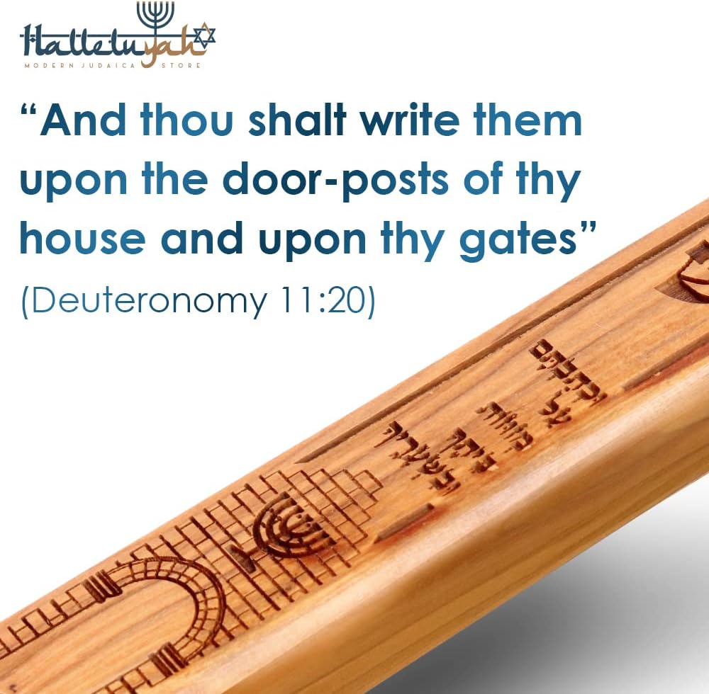 HalleluYAH Olive Wood Mezuzah from Bethlehem
