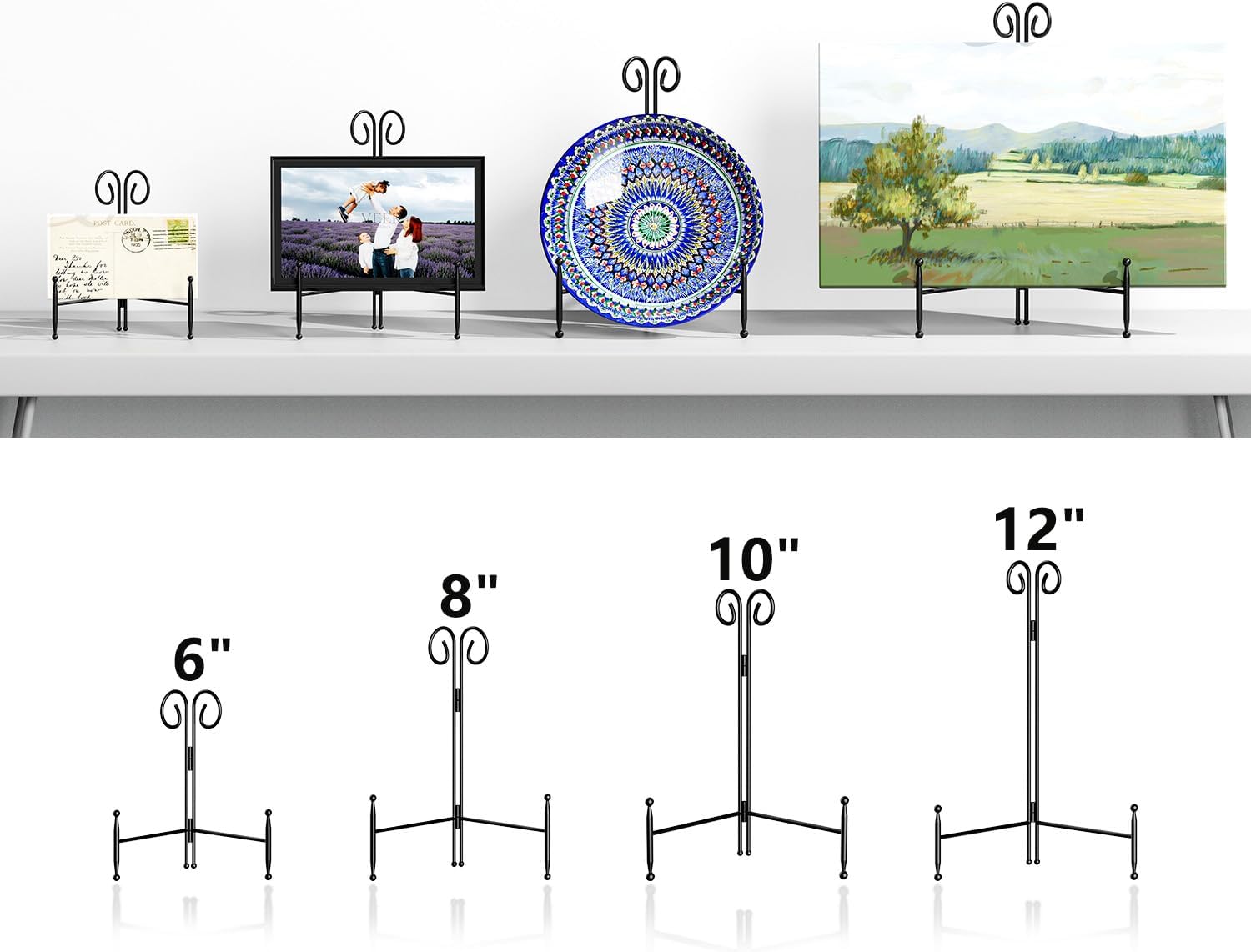 Black Plate Stand Display 12 Inch 2 Pack