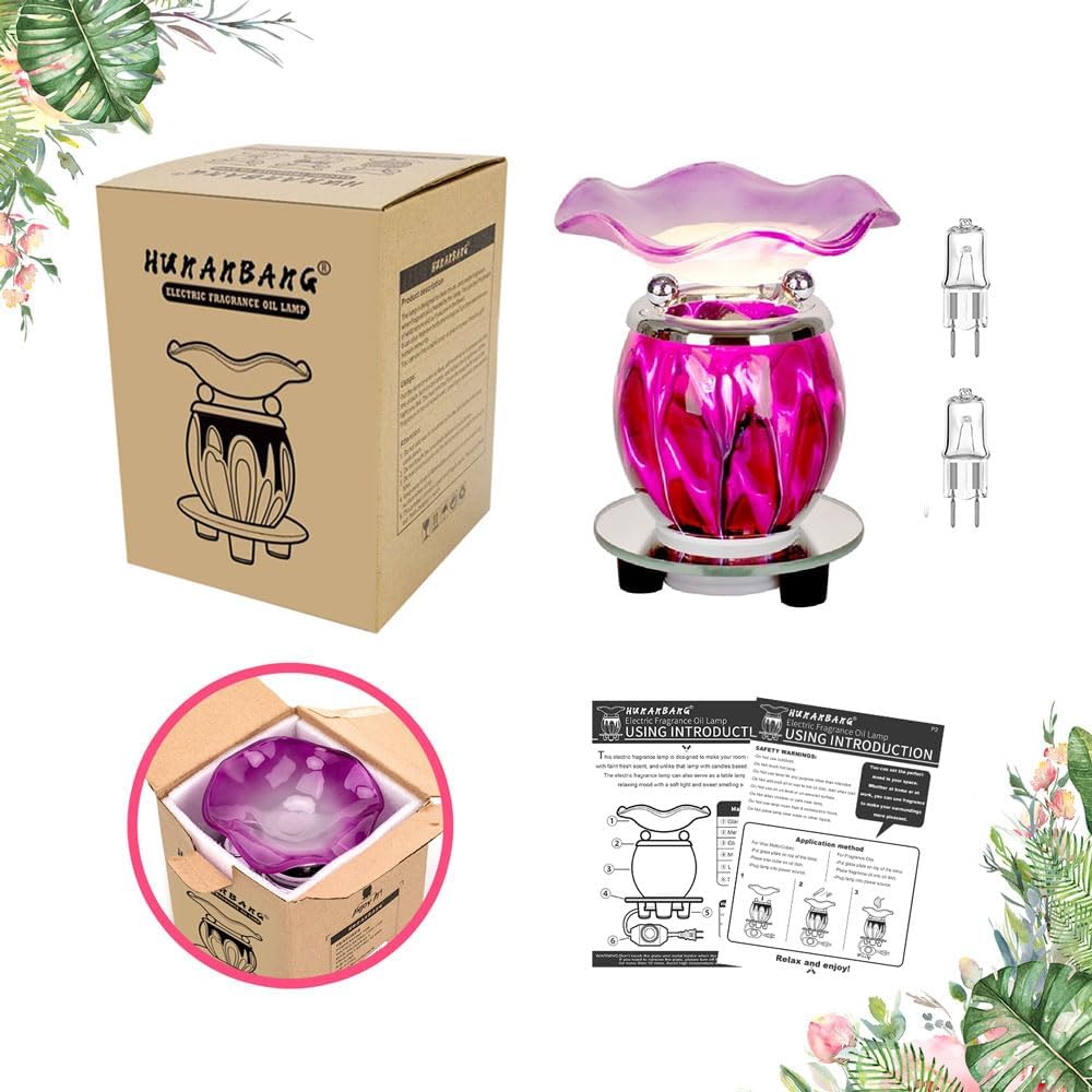 Hunanbang 1 Piece Purple Tie Dye Electric Wax Warmer with Mirrored Base