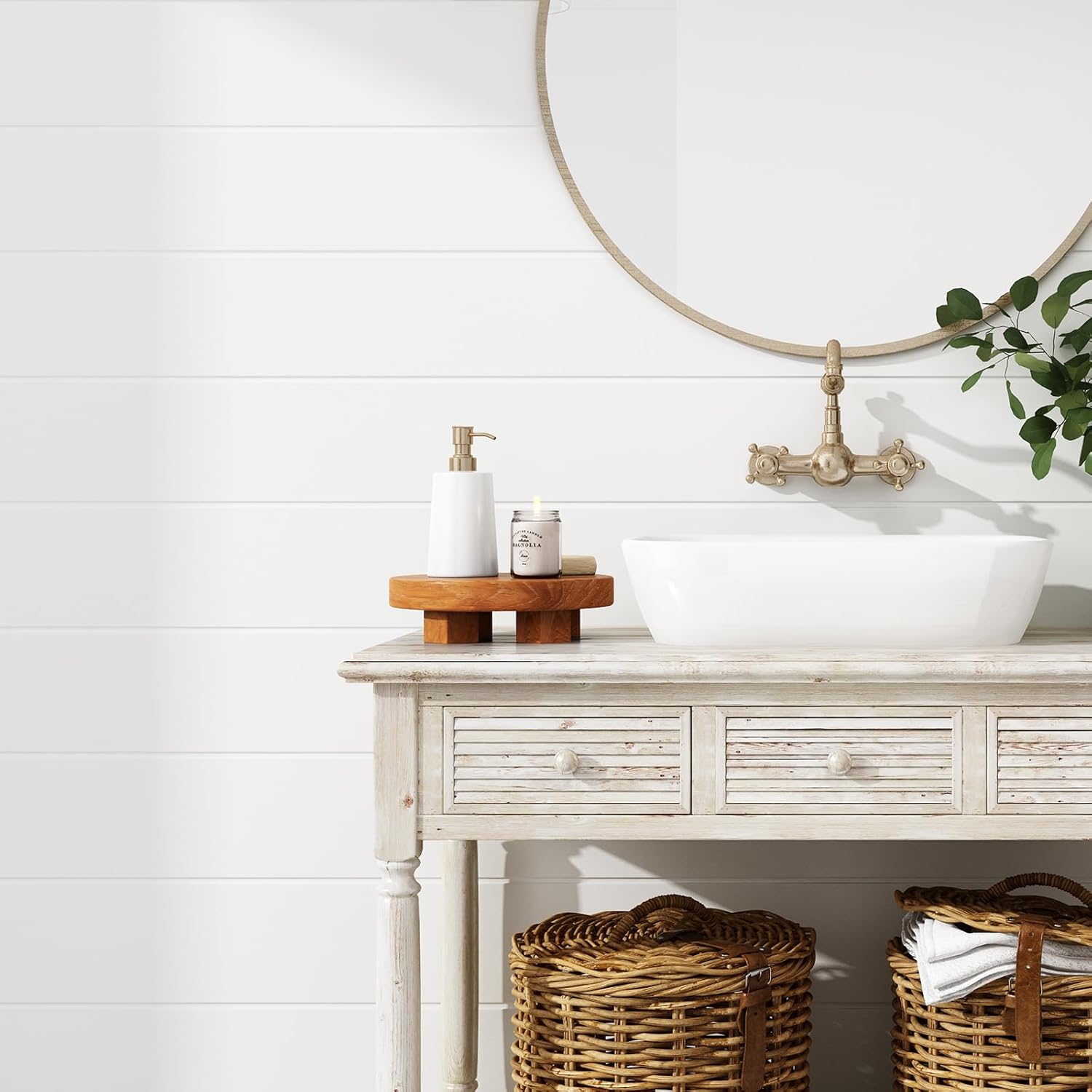 Teak Handmade Display Riser for Bathroom Counter Decor