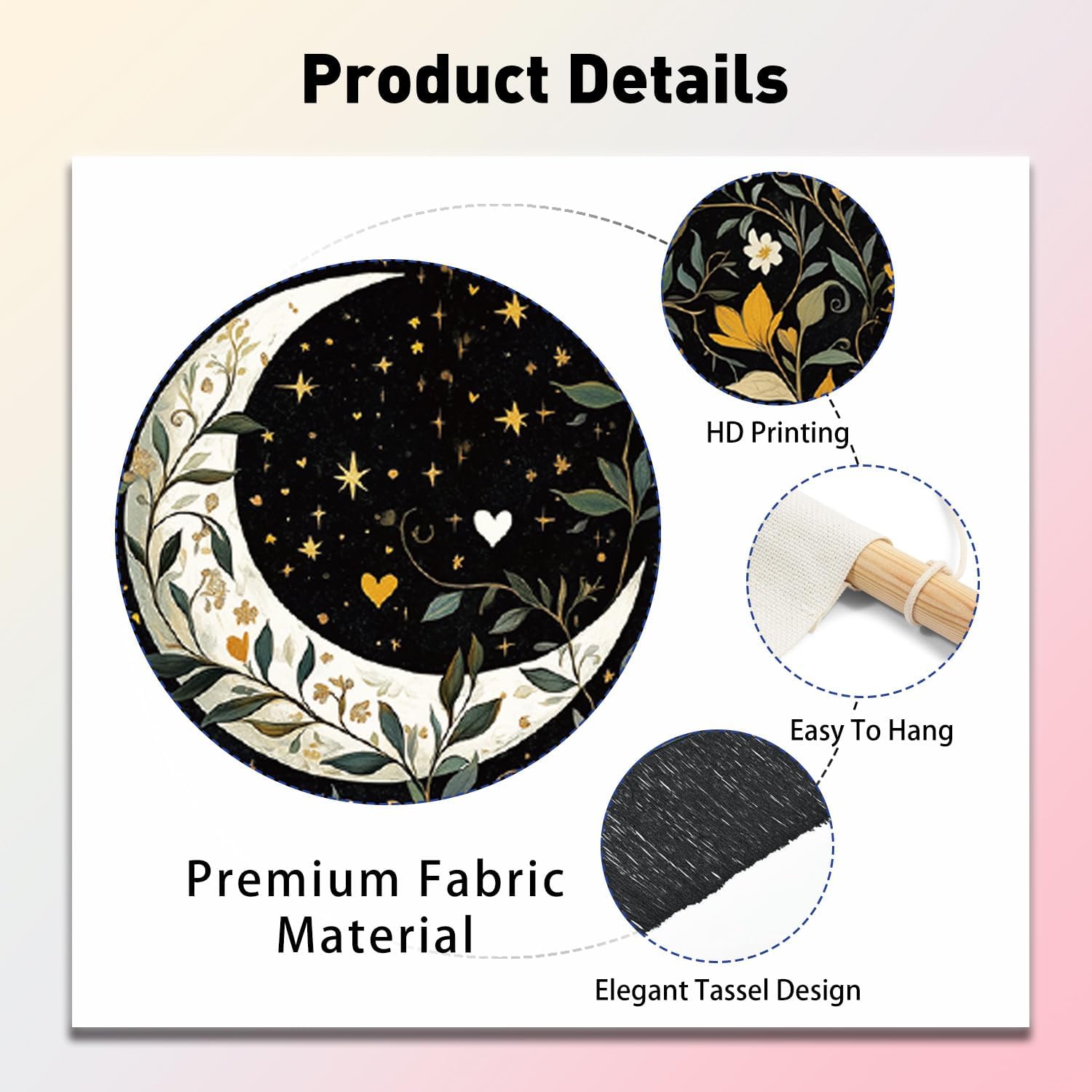 PLIGREAT 2 Pack Floral Wall Tapestries with Tassels