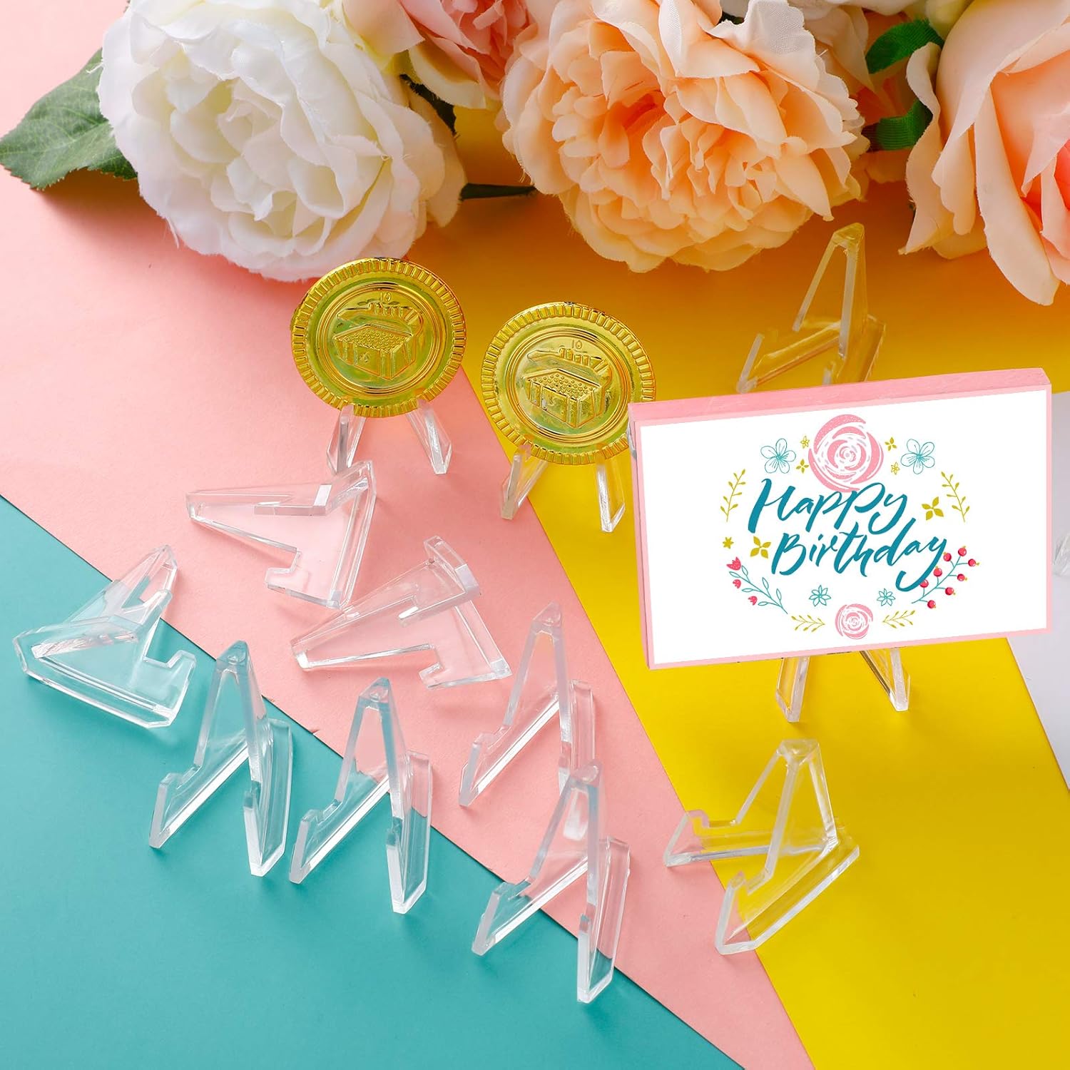 Jetec 15-Piece Mini Acrylic Easel Stand for Coins and Collectibles