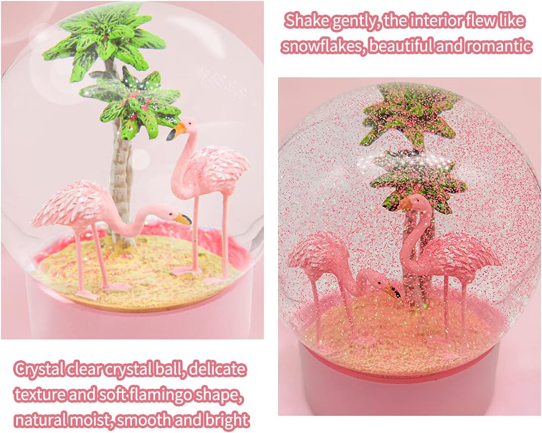 ANGELLOONG Pink Flamingo Snow Globe for Kids