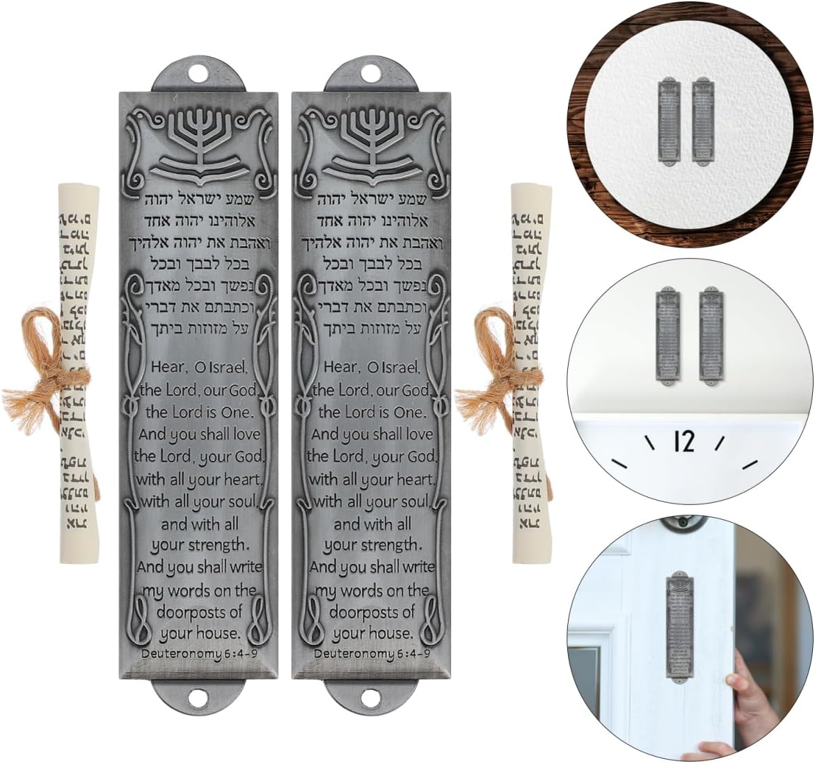 Kichvoe 2pcs Metal Mezuzah Set with Scroll
