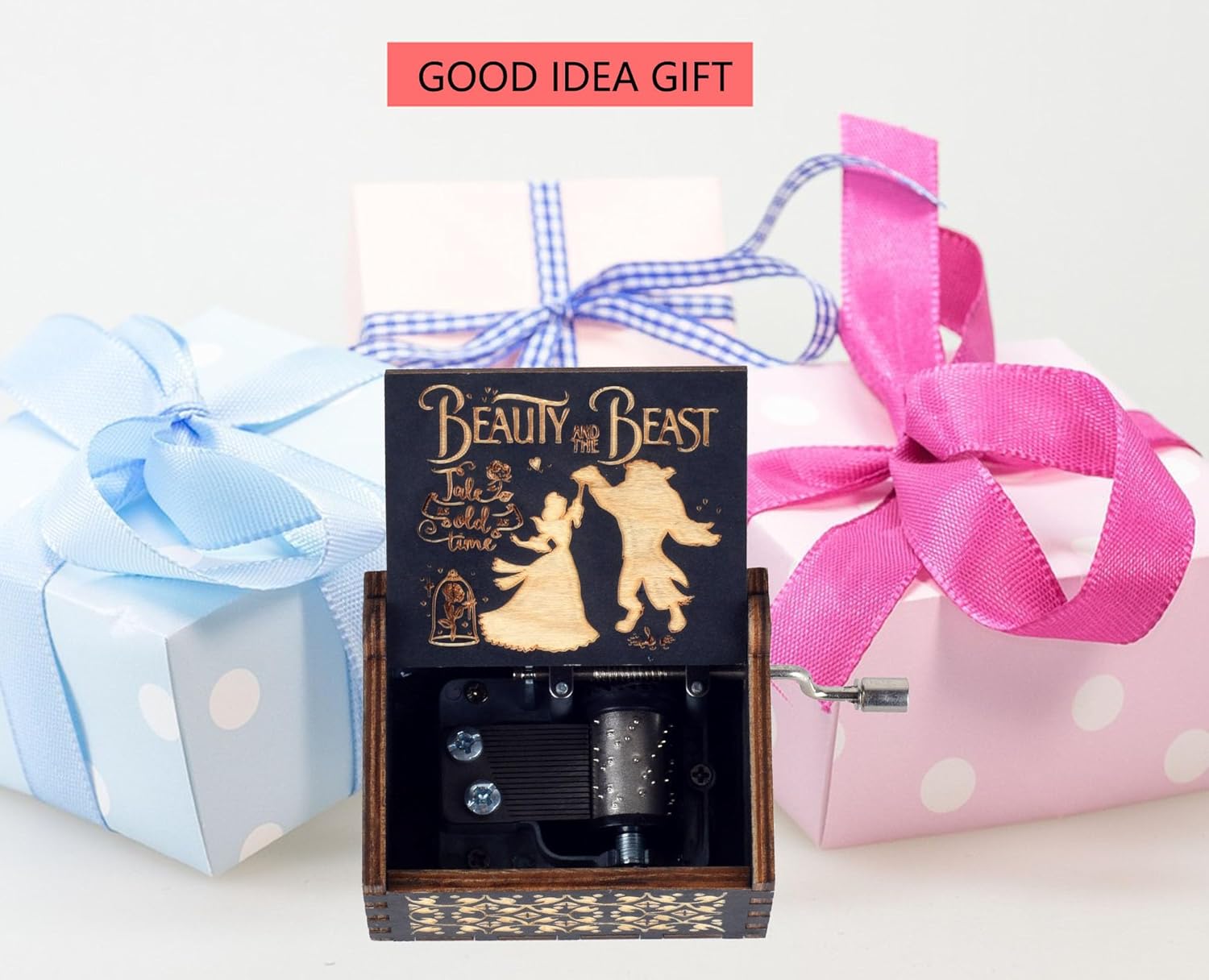 Beauty Music Box Beast Wooden Hand Crank Musical Box Gift for Her