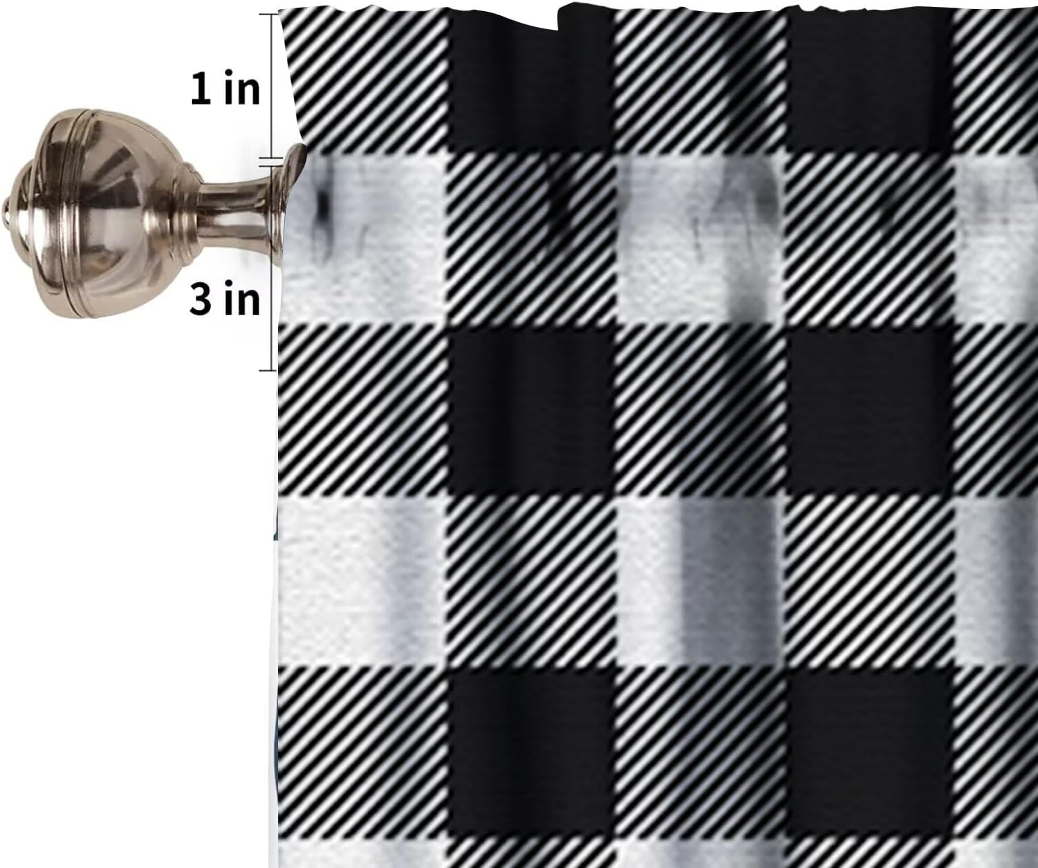 JESTRONRY Buffalo Plaid Valance Curtain 54x18in