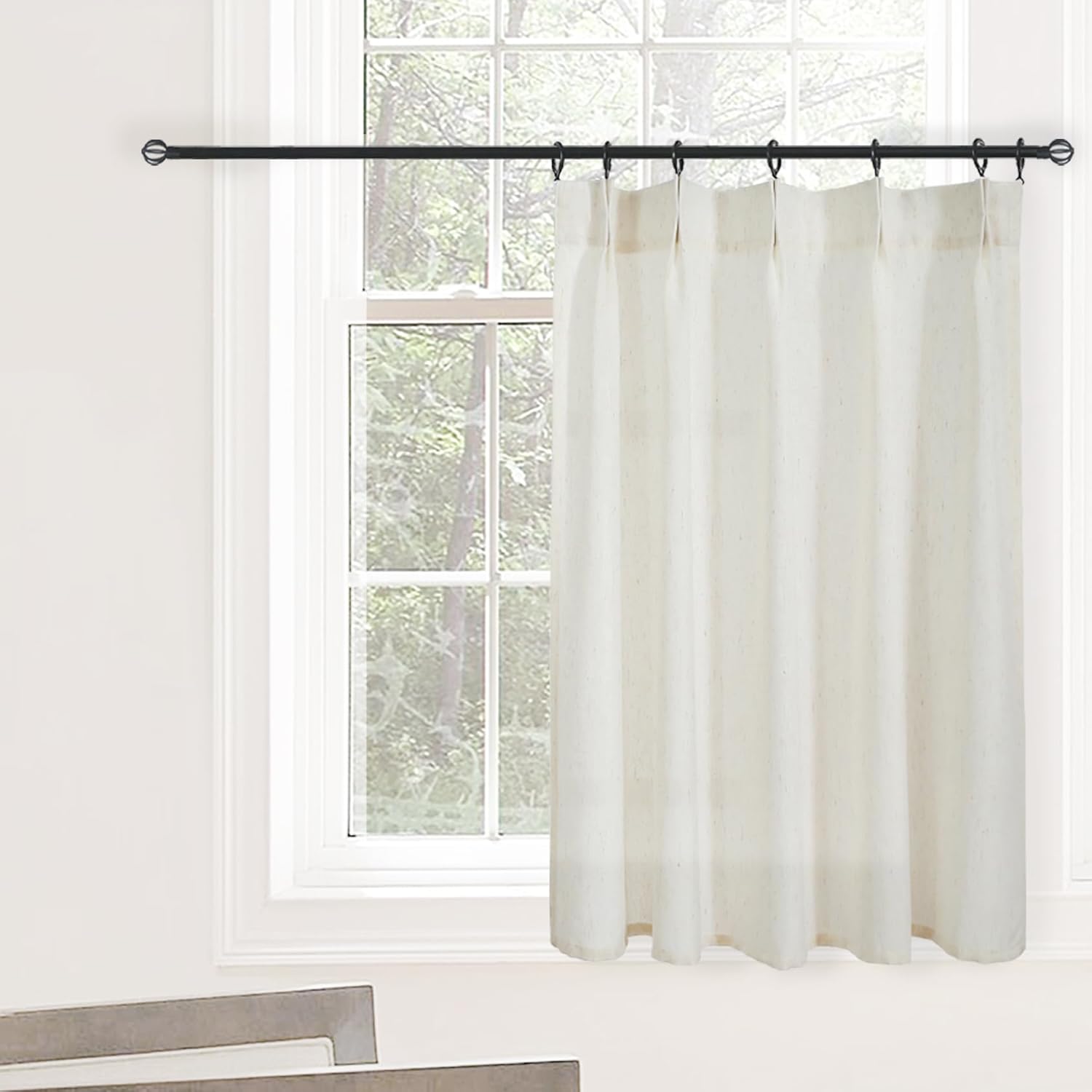 Lino Rosa Front Door Curtain 40 Inch Linen Sheer