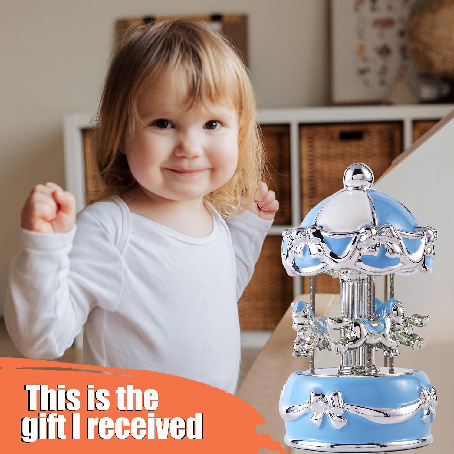 Blue Butterfly Ceramic Musical Carousel Gift