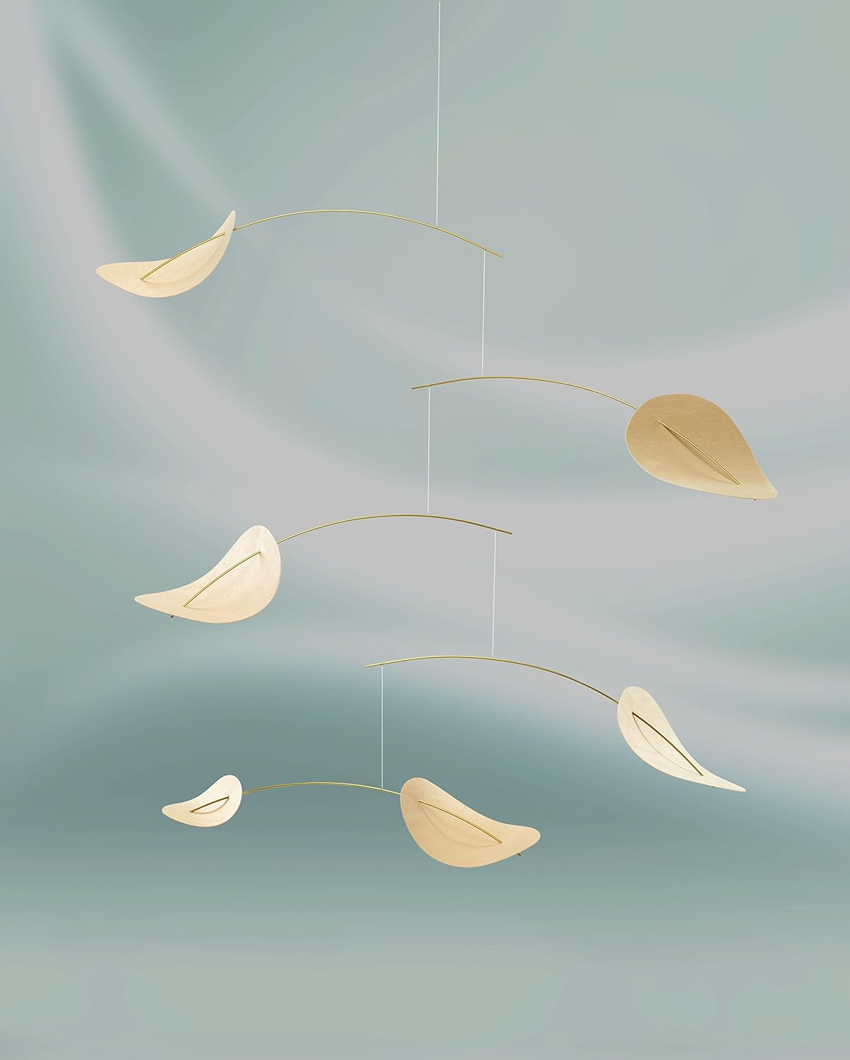 Drifting Clouds Hanging Mobile - 39 Inches - Beech Wood and Steel