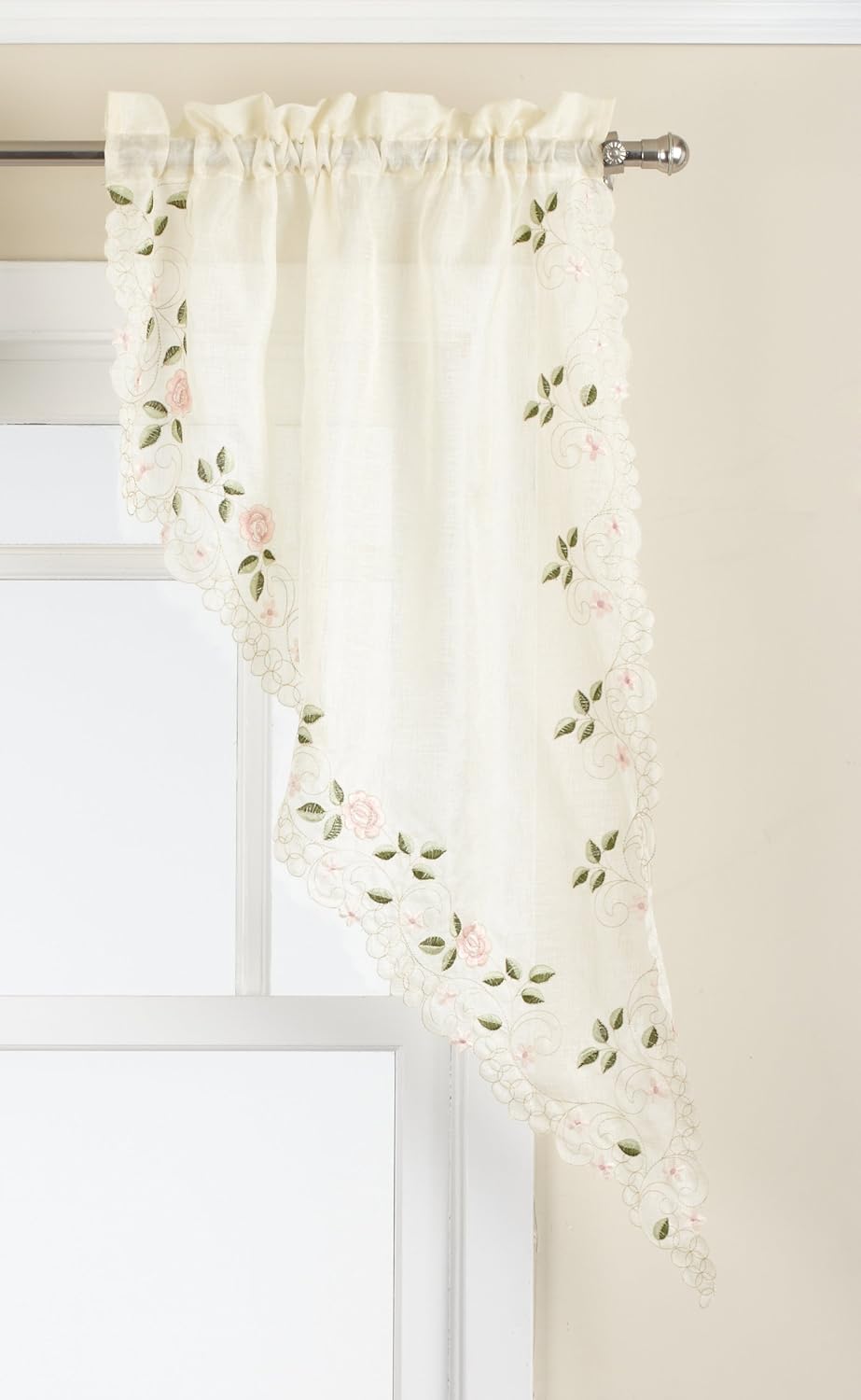 Lorraine Home Fashions Rosemary Valance Pair 58x38 Inch Rose