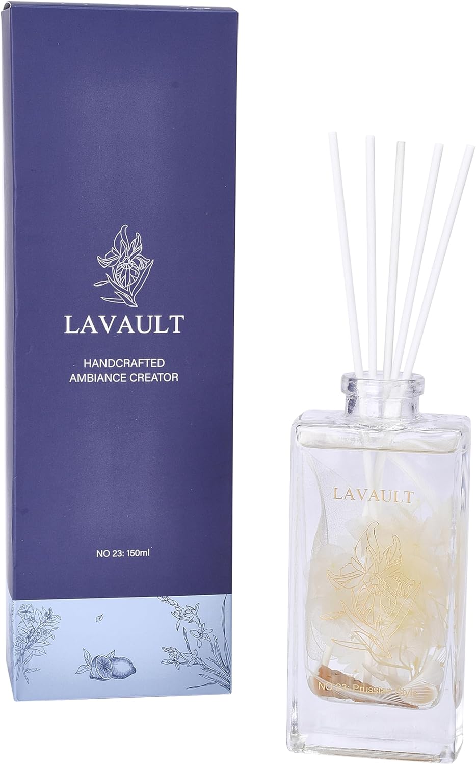 Lavault Reed Diffuser Set with Real Dry Flowers